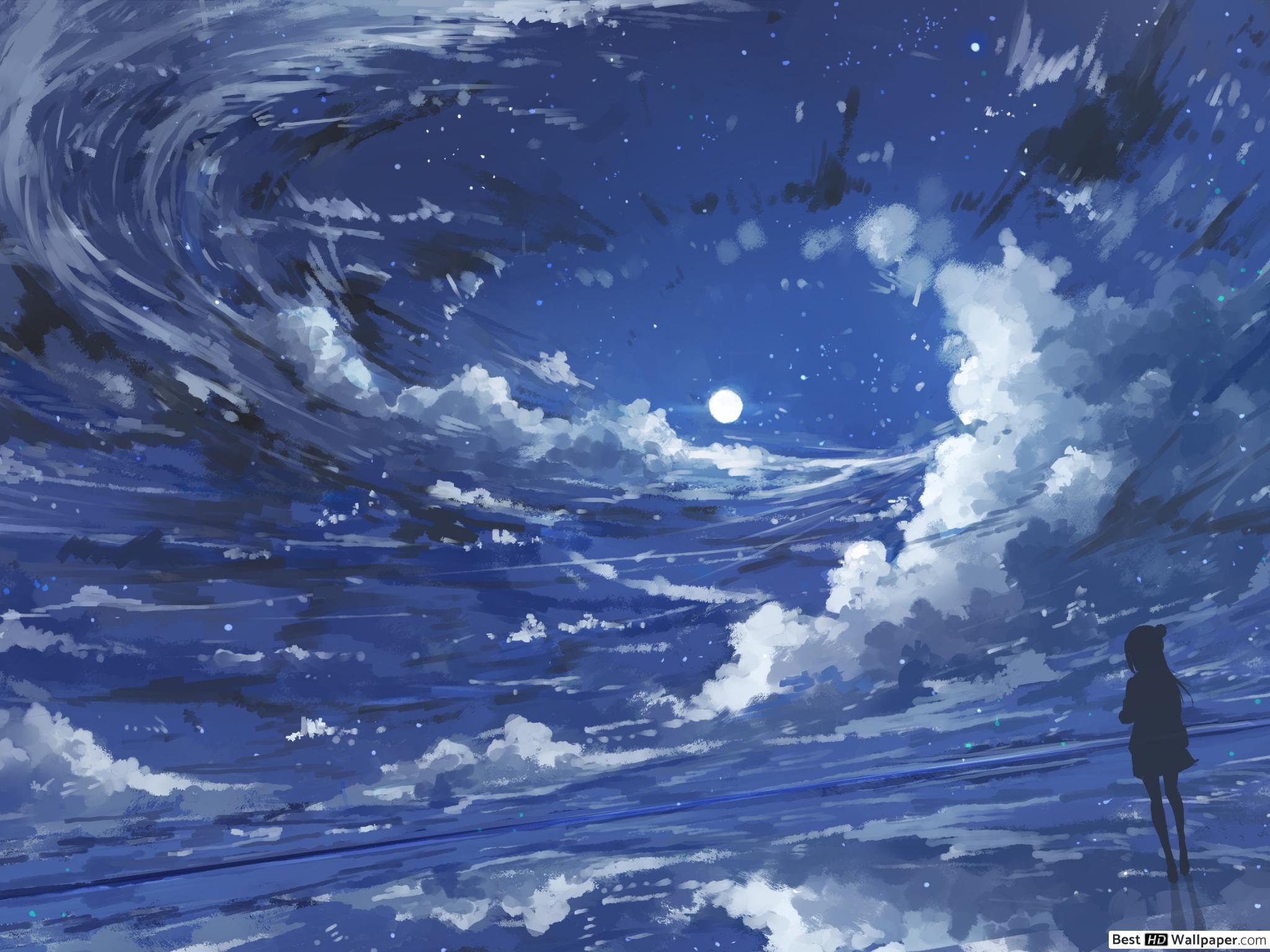 2048x1536 Cloudy Moon HD wallpaper download
