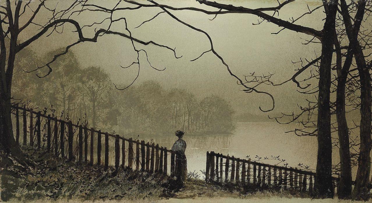 1278x700 Wallpaper Lake Waterloo Roundhead Park Leeds John Atkinson Grimshaw John Atkinson Grimshaw landscape picture wallpaperx1315