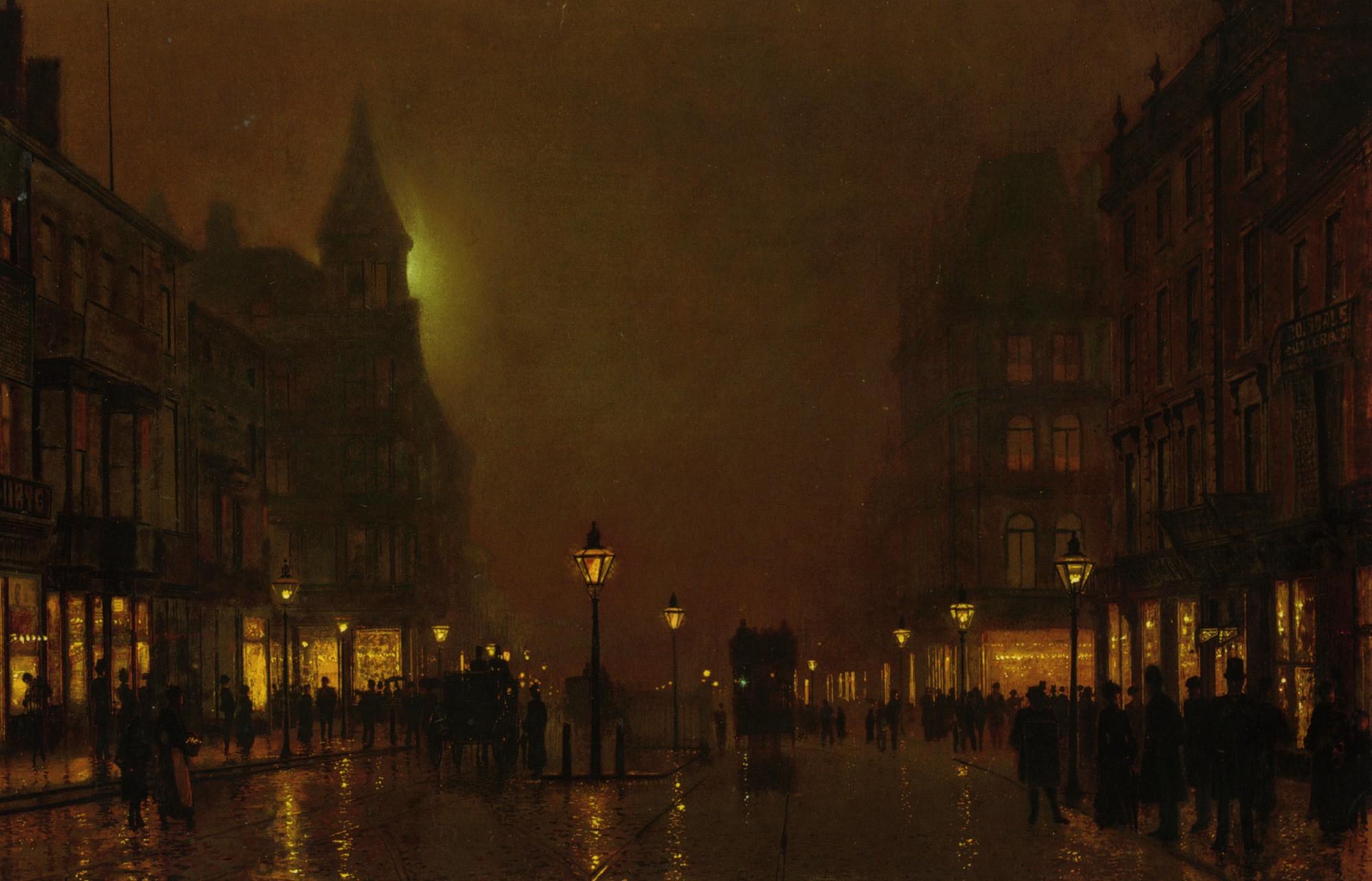 2000x1285 people john atkinson grimshaw london drawing street light wallpaper