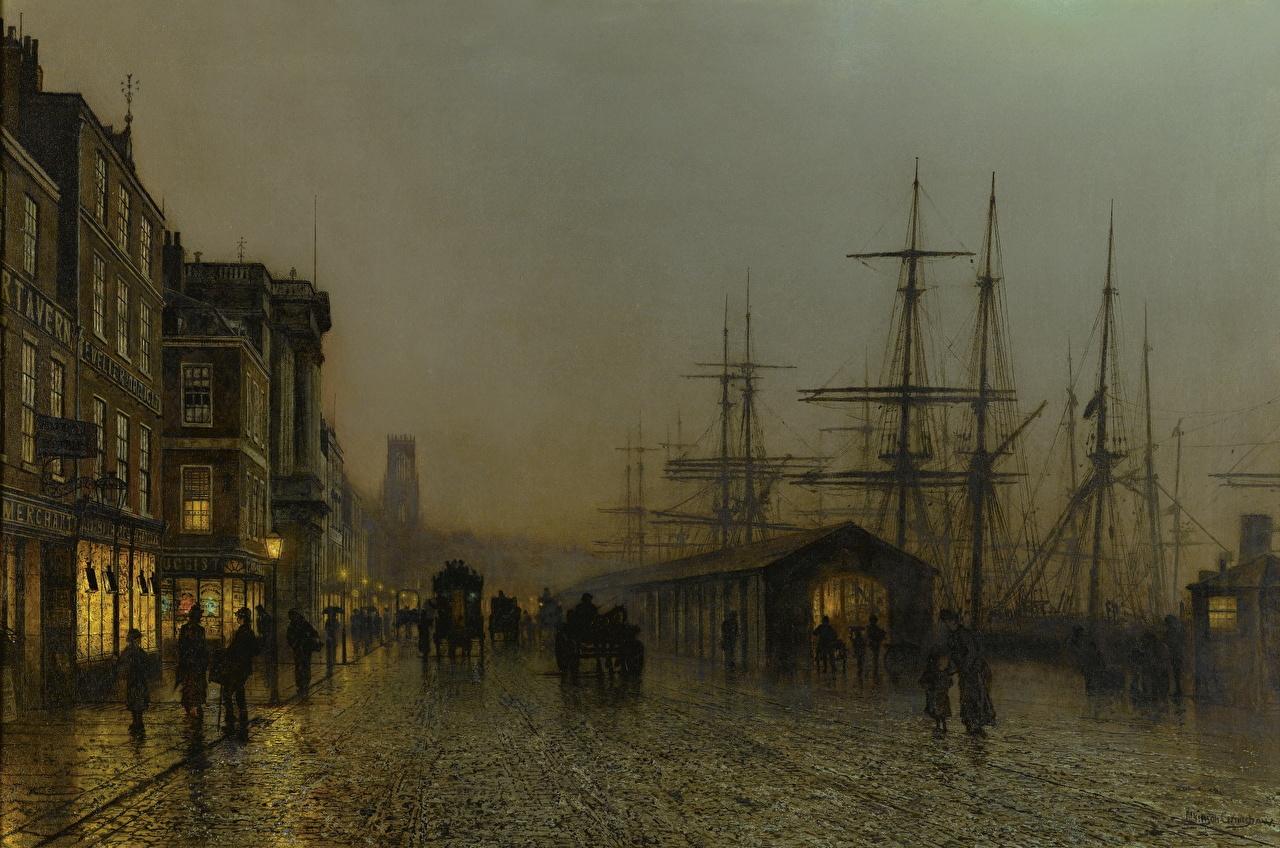 1280x848 image John Atkinson Grimshaw, Glasgow, Saturday Night Street night