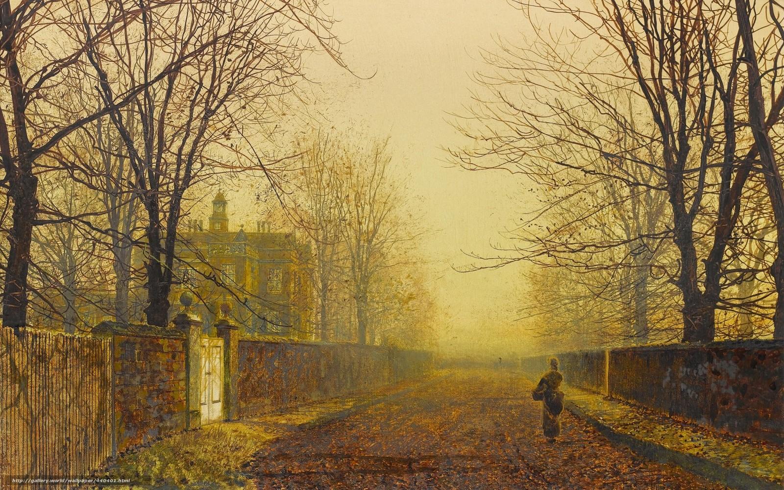 1600x1000 Download wallpaper picture, John Atkinson Grimshaw, defoliation, autumn free desktop wallpaper in the resolution 1680x1050