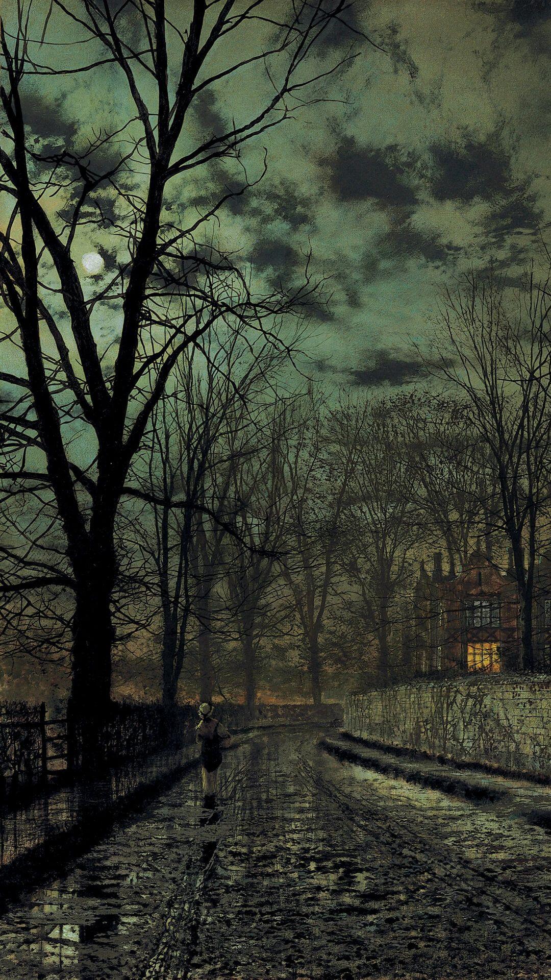 1080x1920 John Atkinson Grimshaw November_1080x1920. Moonlight Painting, Scenery Wallpaper, Art Painting