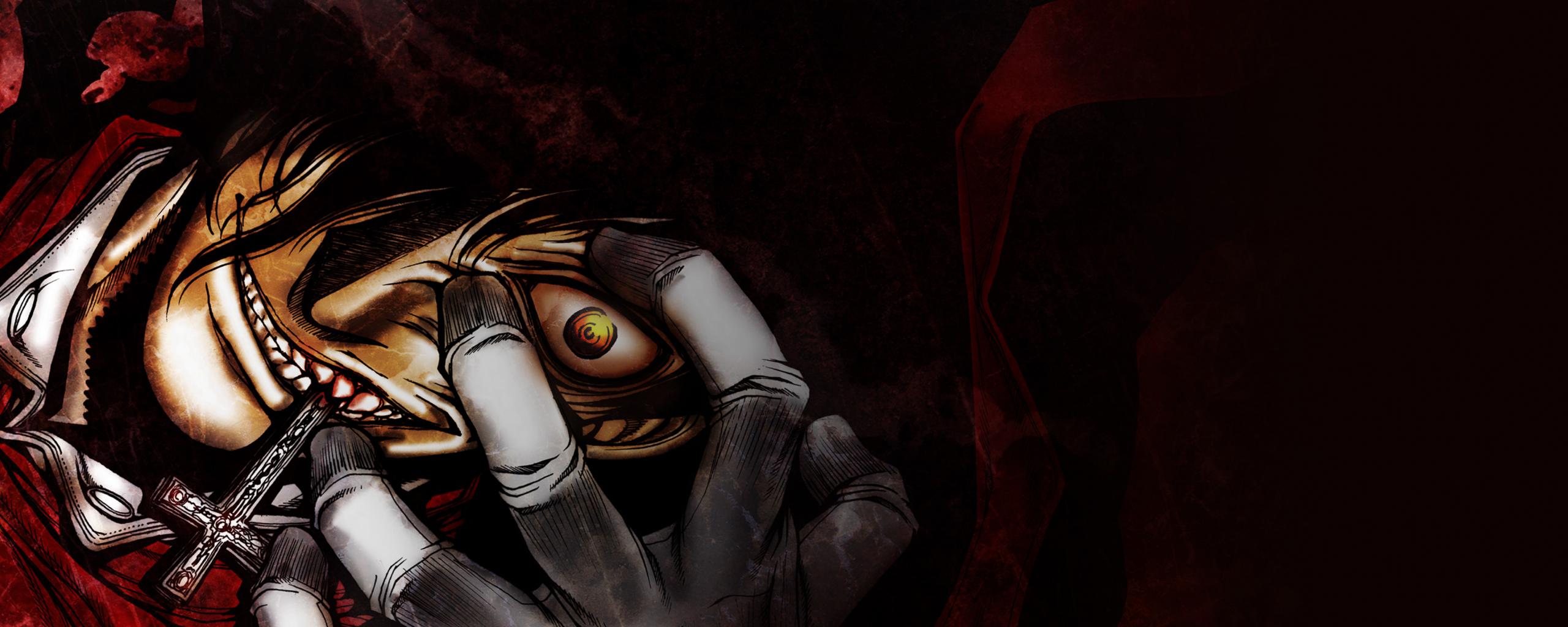 2560x1024 Desktop Wallpaper Alucard, Hellsing, Anime Boy, Eyes, Face, Dark, HD Image, Picture, Background, Qaccc4