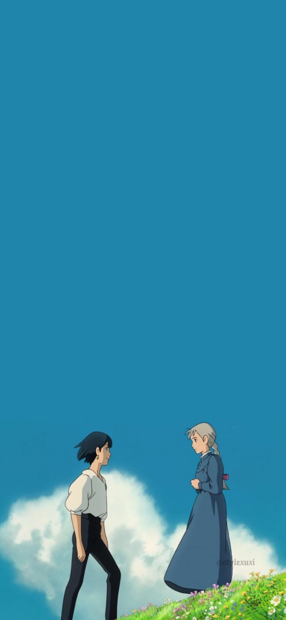 945x2048 howls moving castle wallpaper