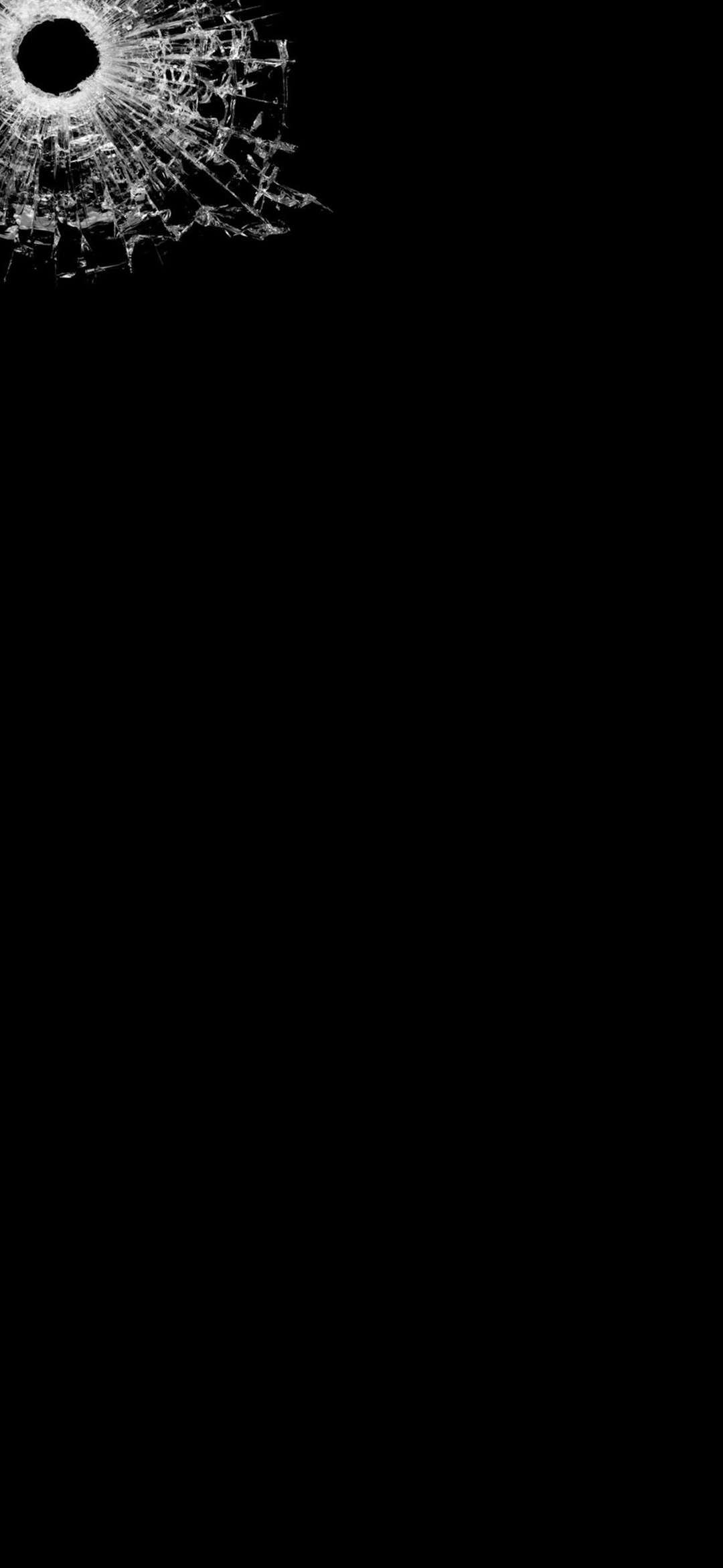 1080x2340 Bullet Hole in Glass Cracked Screen Pixel 4a Punch Hole Wallpaper: Pixel4aWallpaper