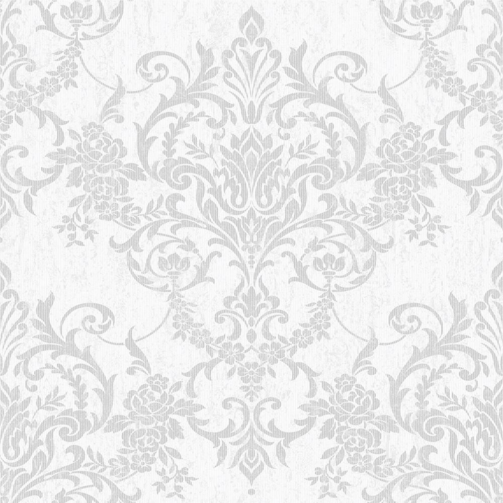 1000x1000 Empress Victorian Damask Silver Removable Wallpaper