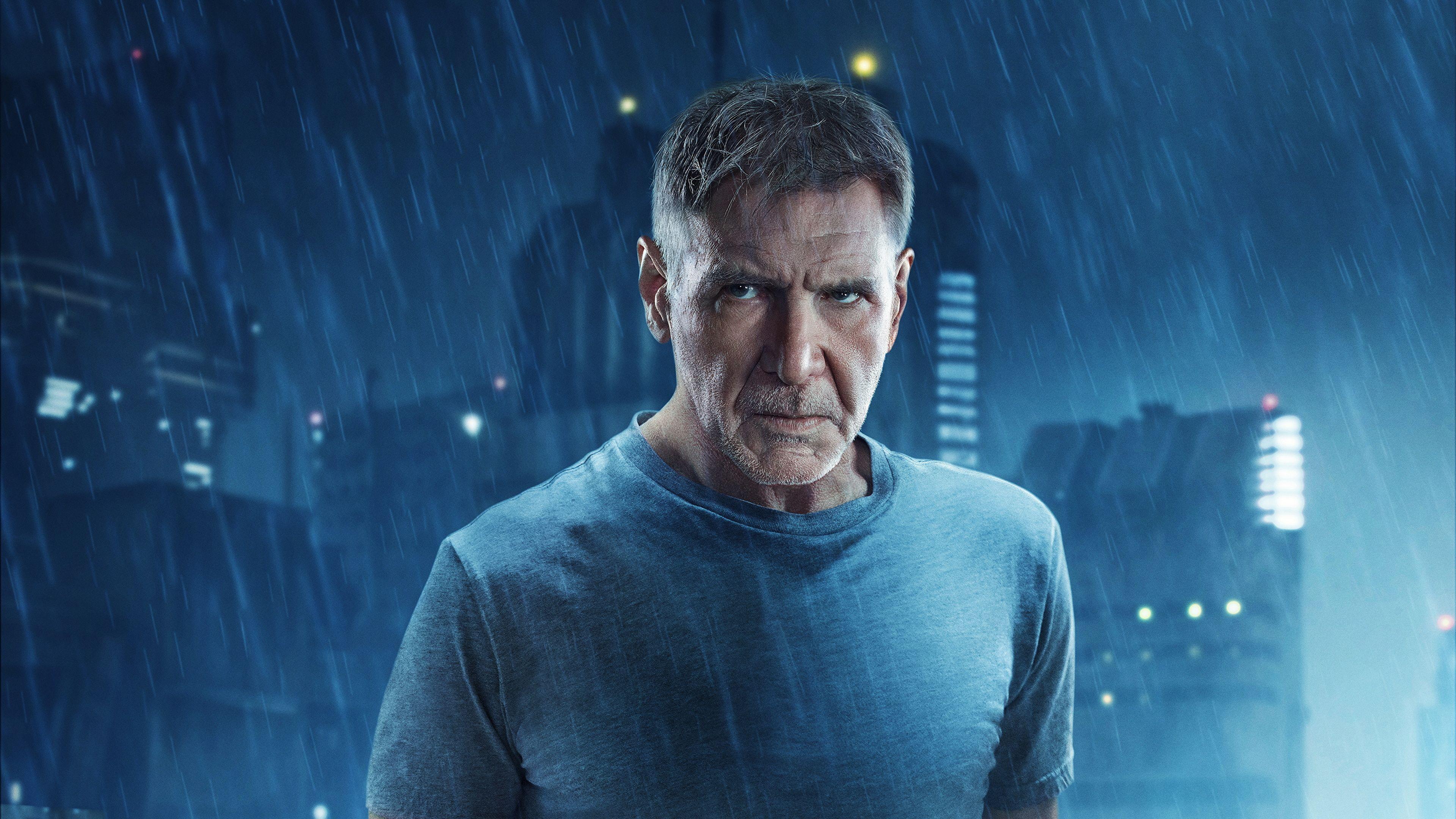 3840x2160 Wallpaper Blade Runner 2049 Harrison Ford Men Rain Movies 3840x2160