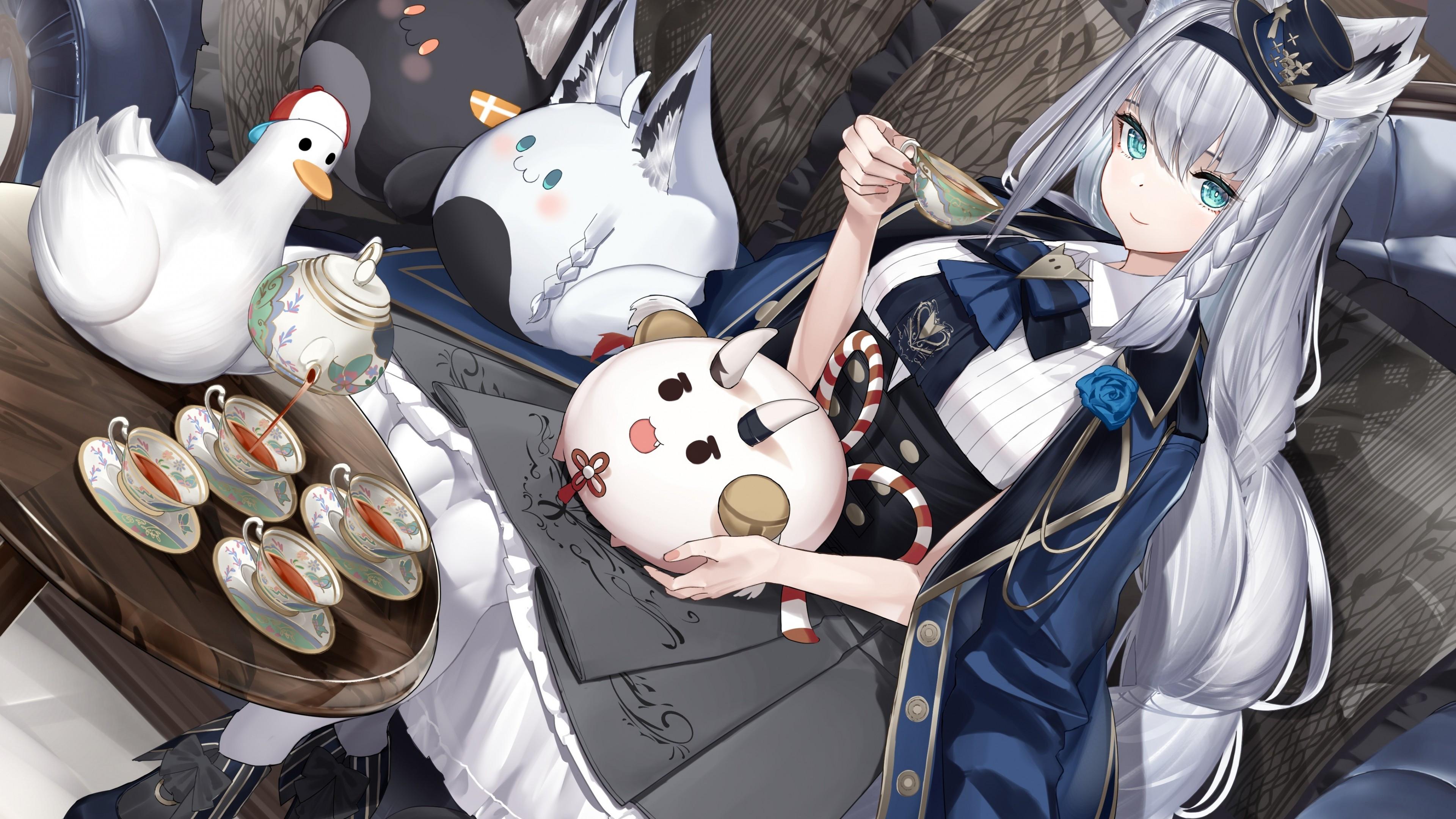 3840x2160 Download 3840x2160 Shirakami Fubuki, Hololive, Virtual Youtuber, Gray Hair, Lolita Fashion Wallpaper for UHD TV