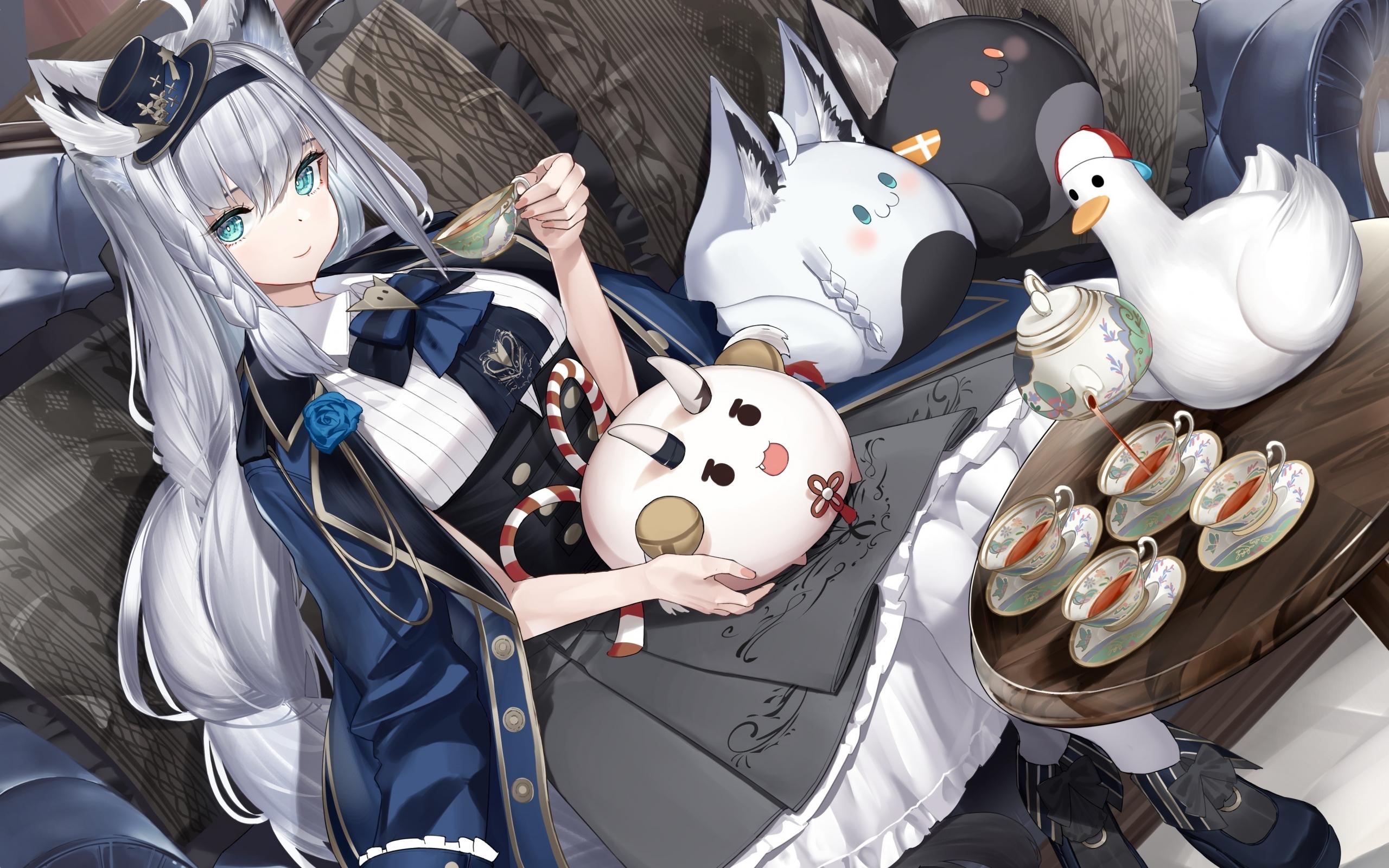 2560x1600 Wallpaper Gray Hair, Lolita Fashion, Shirakami Fubuki, Hololive, Virtual Youtuber:4093x2894