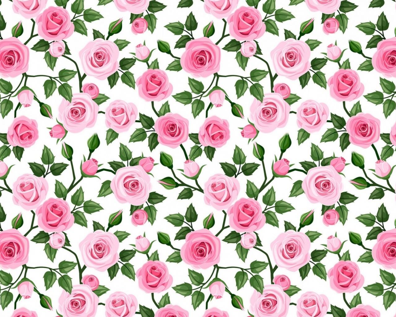 1280x1024 Soft Pink Roses Pattern desktop PC and Mac wallpaper