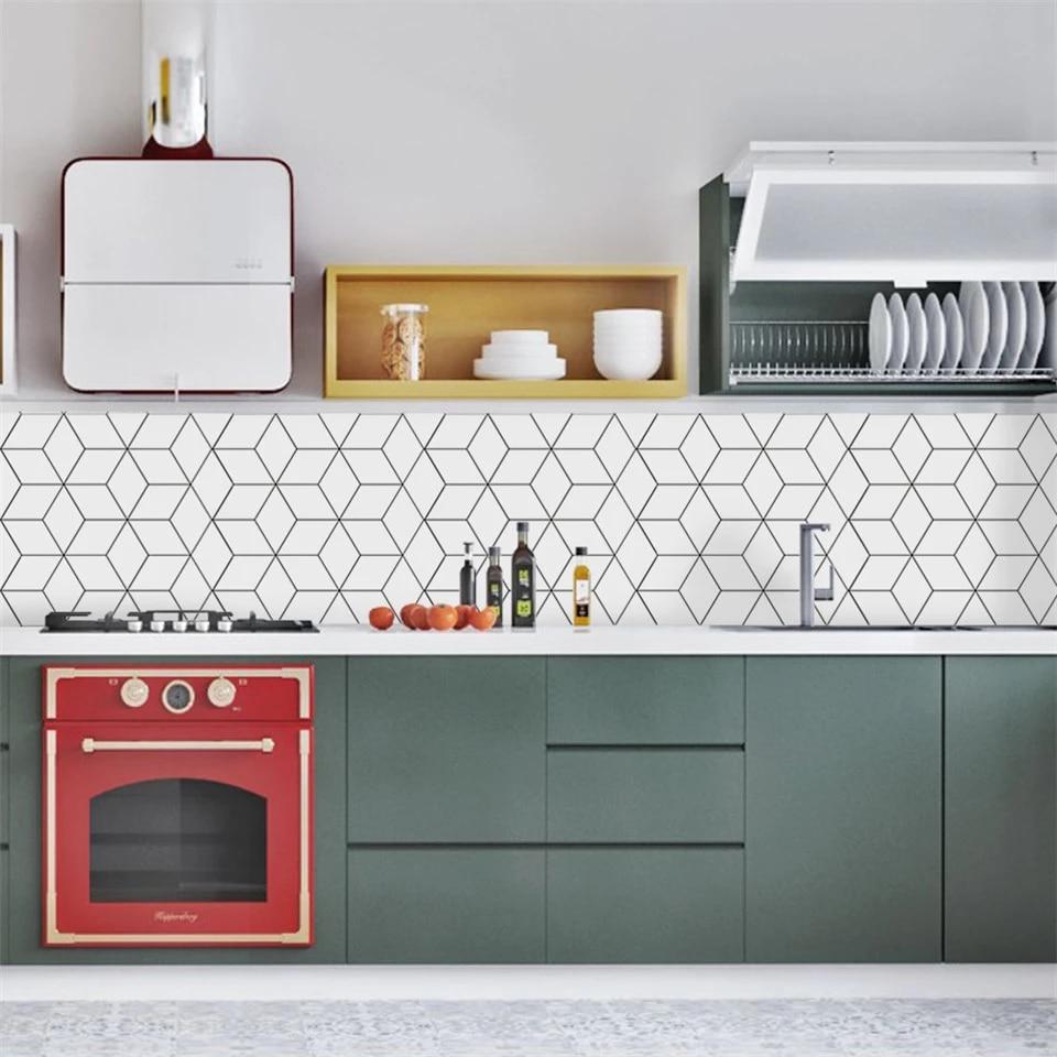 960x960 White Square Tile Sticker Kitchen Bathroom Waterproof Backsplash Wallpaper Modern DIY Nordic Home Decor PVC Furniture Wall Mural. Wall Stickers