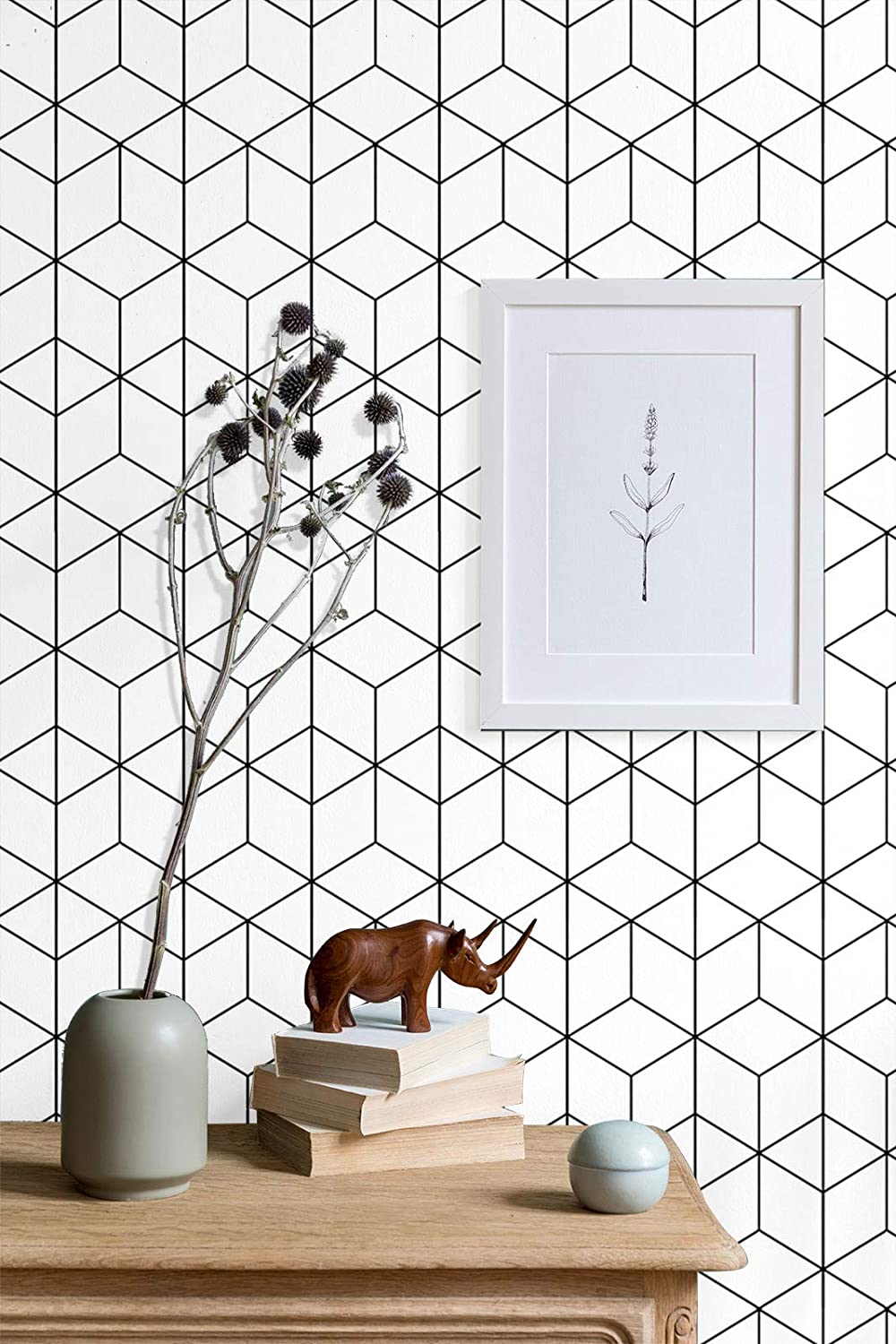1000x1500 Buy Geometric Wallpaper Black and White Wallpaper Stick and Peel Modern Stripe Hexagon Removable Self Adhesive Wall Paper Kitchen Backsplash Waterproof Contact Paper Drawer Liner Vinyl Film 197x17.7 Online in USA. B08PQMNB9P
