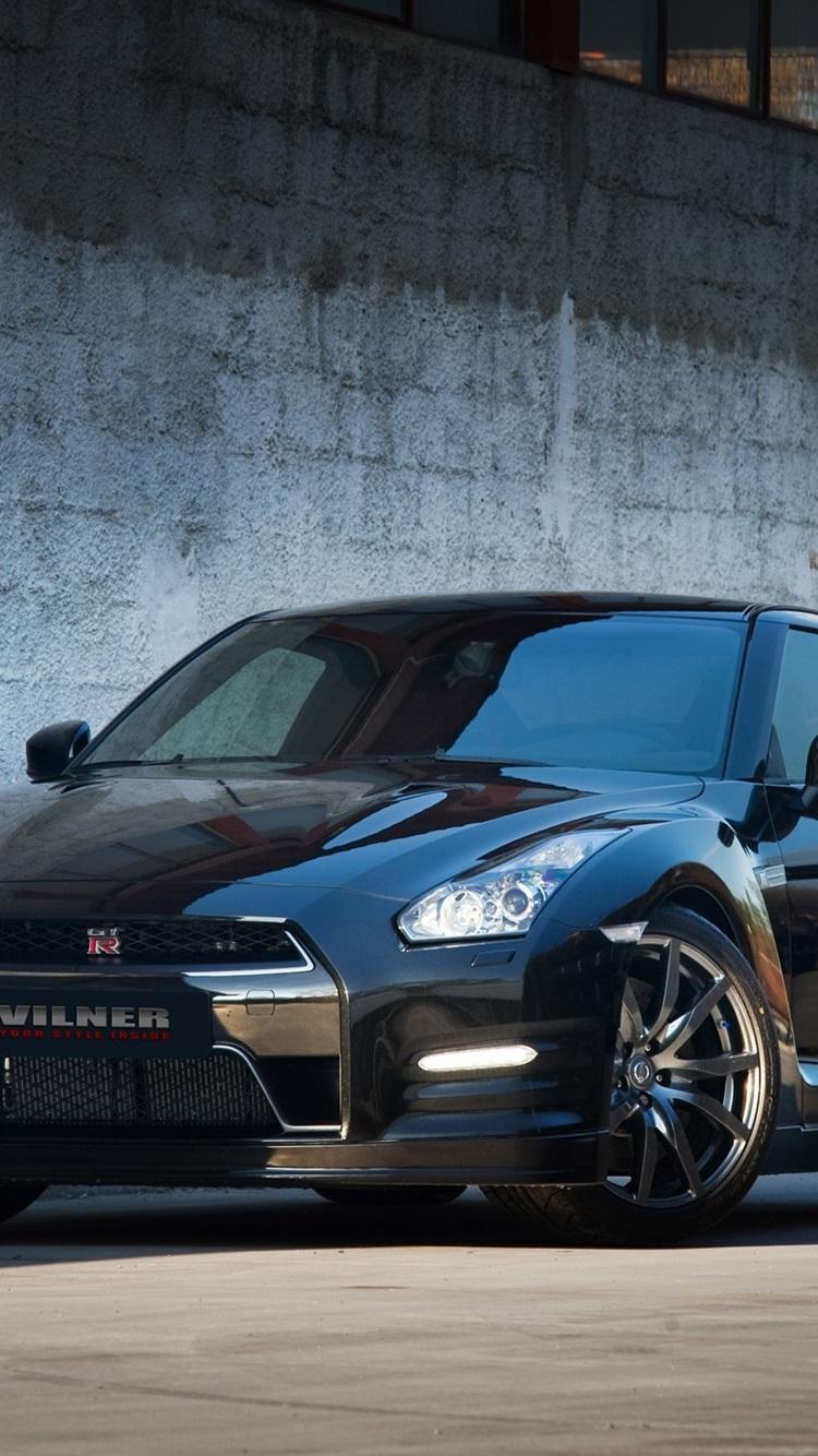 750x1334 iPhone Wallpaper Nissan Gtr R35 Black Vilner Car Gtr Wallpaper Tuning