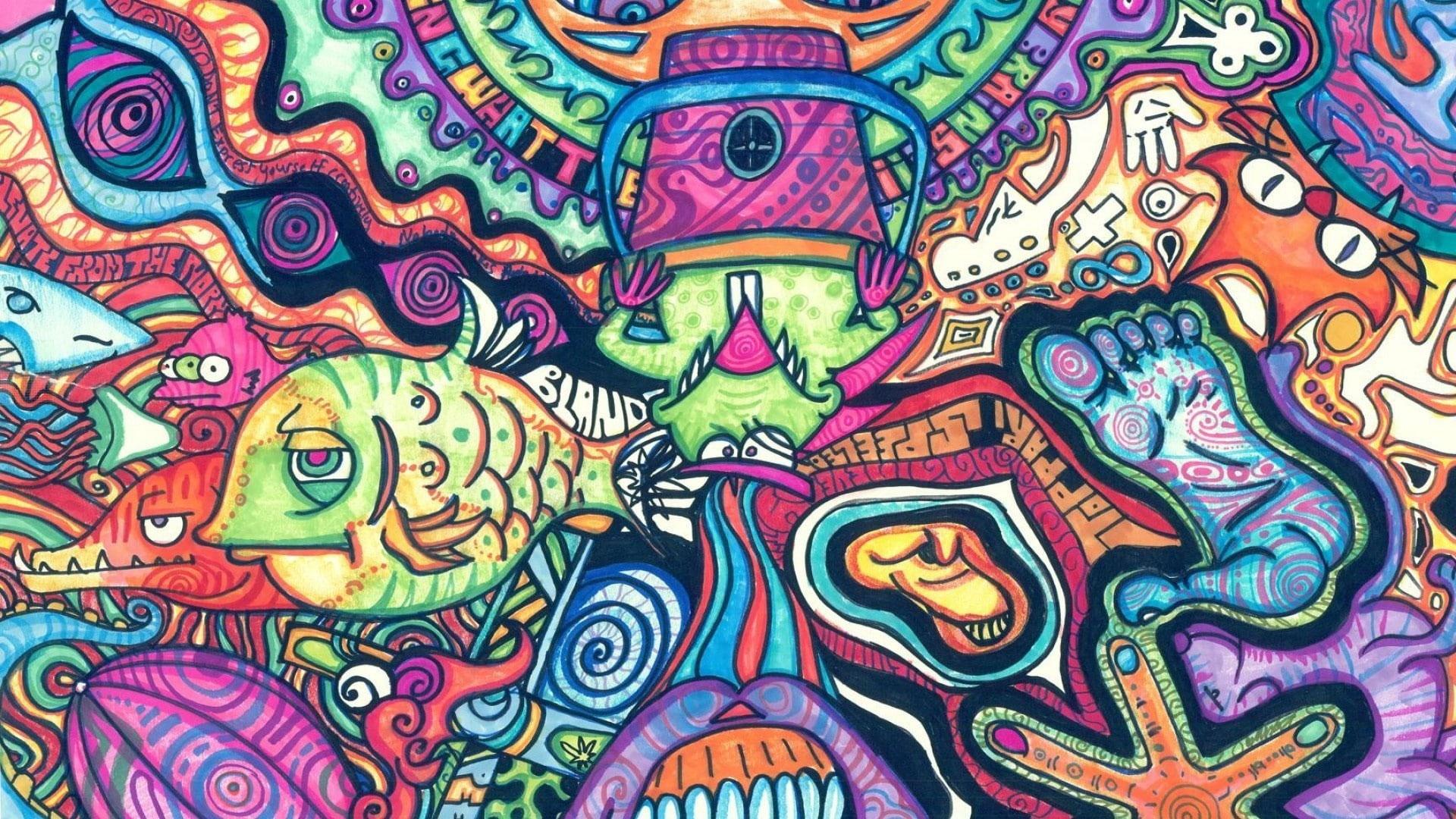 1920x1080 Signs wallpaper, hippie, psychedelic, fish, artwork, traditional, trippy art • Wallpaper For You HD Wallpaper For Desktop & Mobile