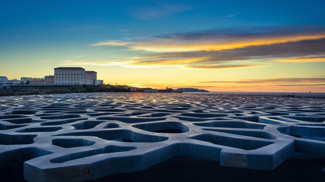 1366x768 Palais Du Pharo At Dusk In Marseille, Provence Alpes Côte D'Azur