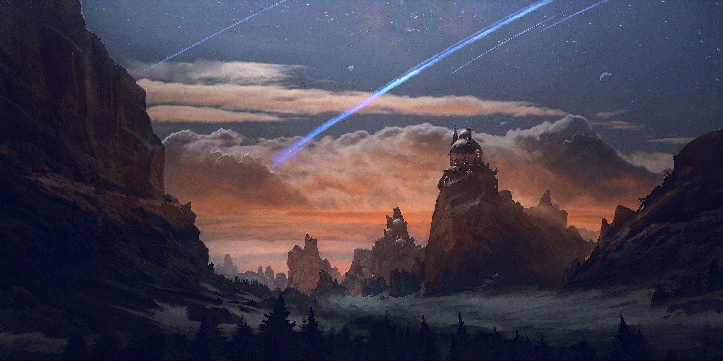 2400x1200 Digital Mountain Artistic Wallpaper