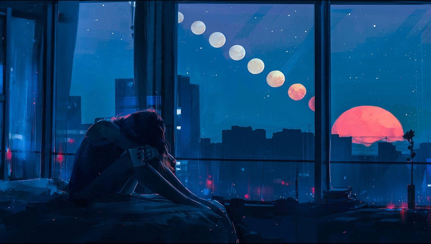 1700x964 Clear glass wall room wallpaper illustration, digital art, women, window • Wallpaper For You HD Wallpaper For Desktop & Mobile