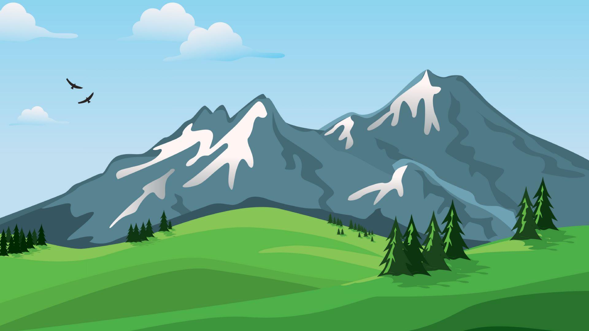 1920x1080 Download wallpaper 1920x1080 mountains, vector, landscape, nature full hd, hdtv, fhd, 1080p HD background