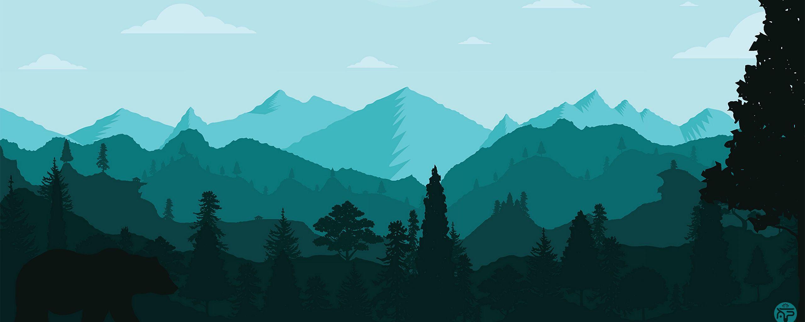 2560x1024 Download wallpaper 2560x1024 mountains, landscape, wildlife, art, vector ultrawide monitor HD background