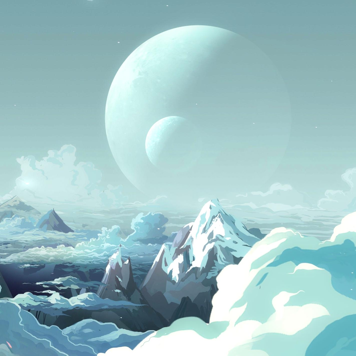 1422x1422 Mountain Peaks 4k