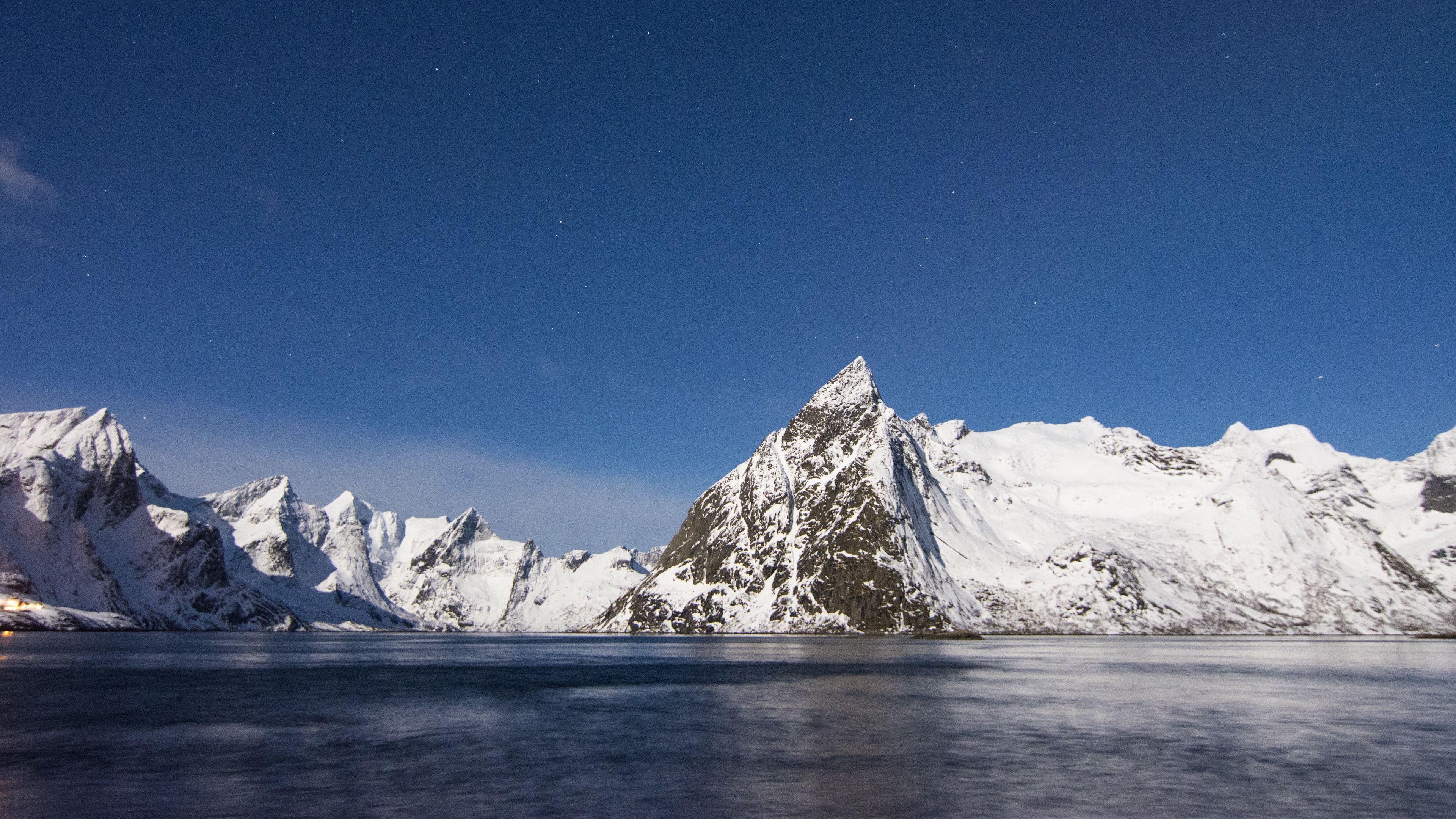 3840x2160 mountains, peaks, snow, sky, lake 4k Snow, Peaks, Mountains. Download wallpaper hd, Mountain wallpaper, Sky mountain