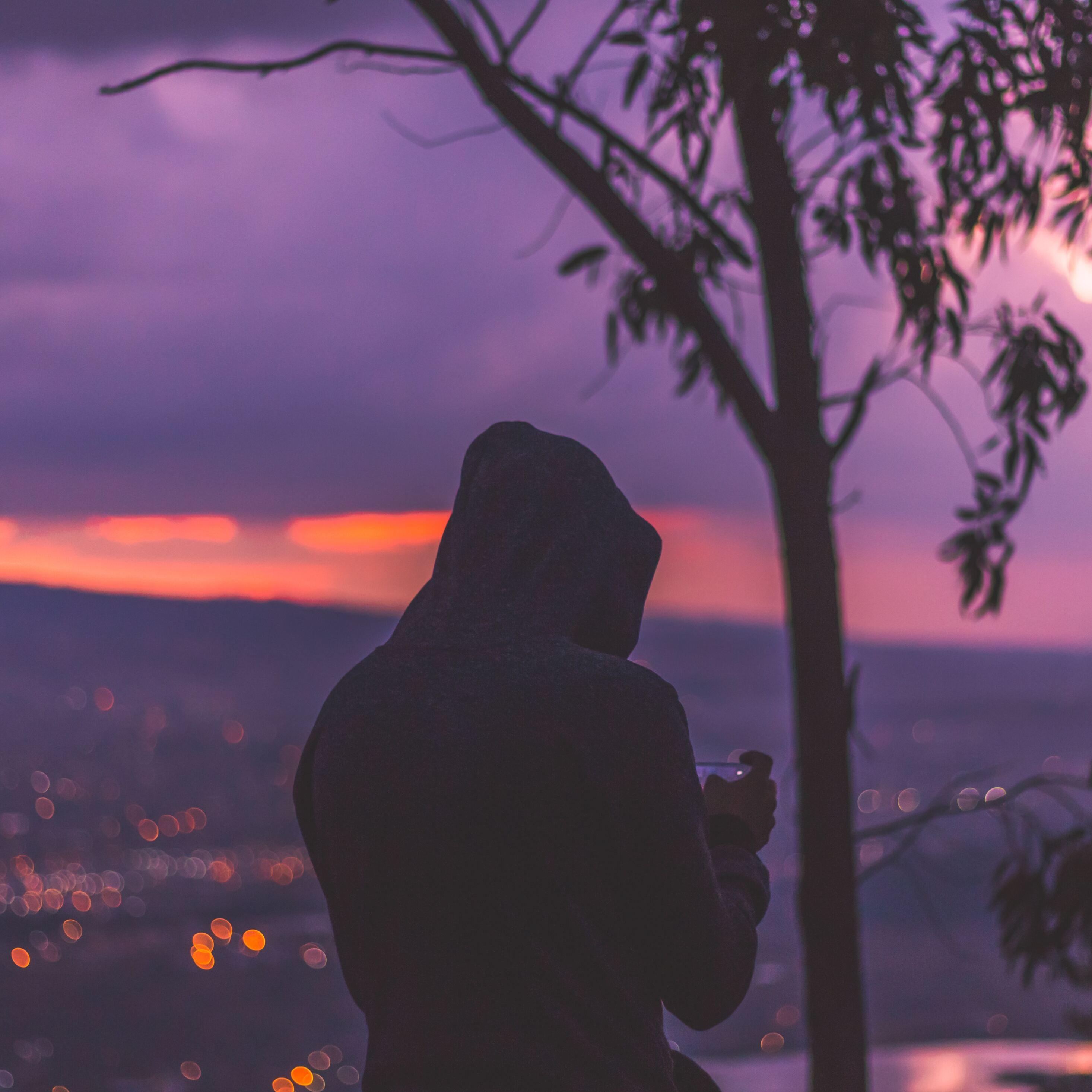 2932x2932 Person In Hoodie Dark Evening Silhouette 5k iPad Pro Retina Display HD 4k Wallpaper, Image, Background, Photo and Picture