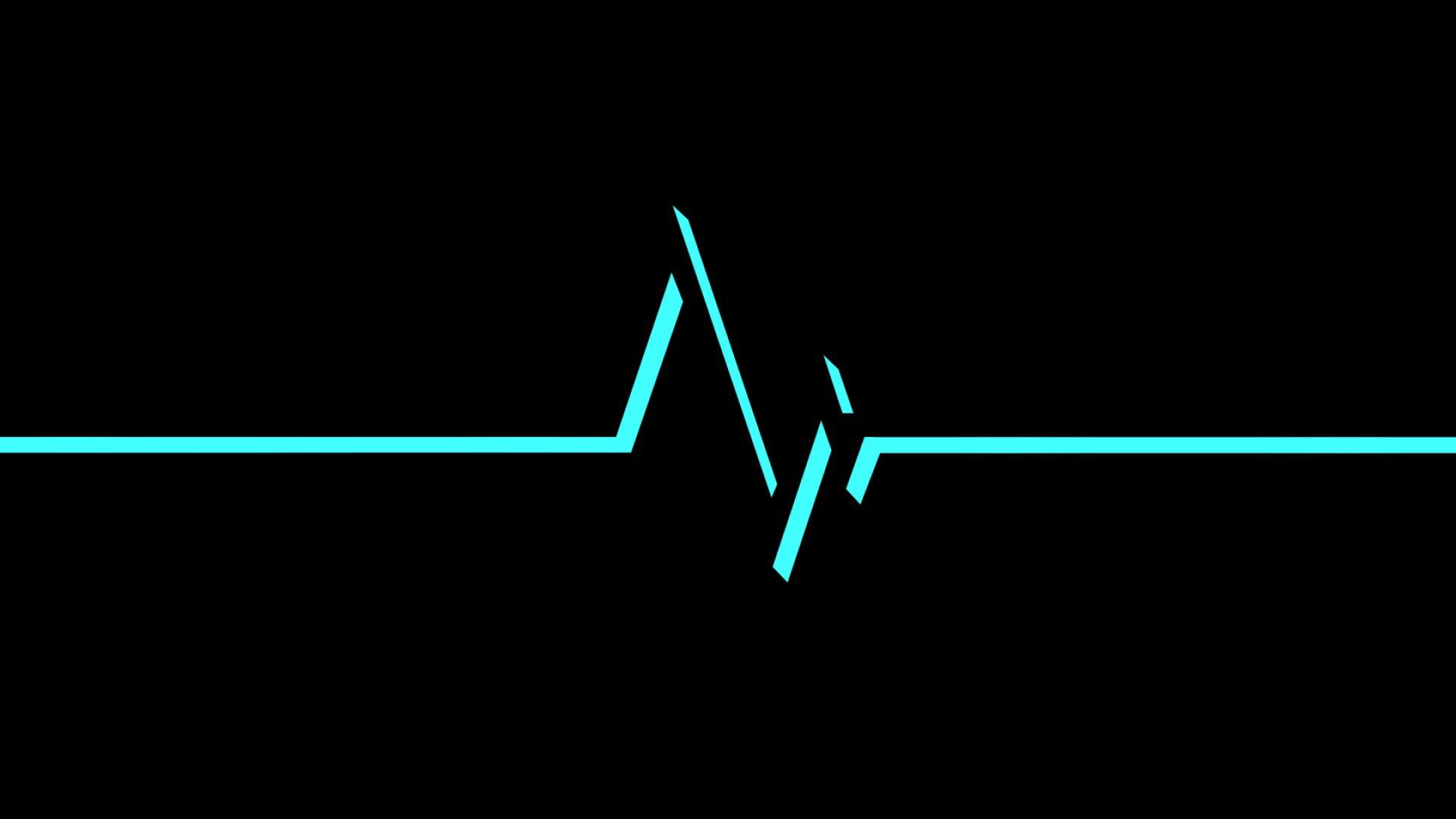 1920x1080 cyan, black background, lined, minimalism, ekg, life Gallery HD Wallpaper