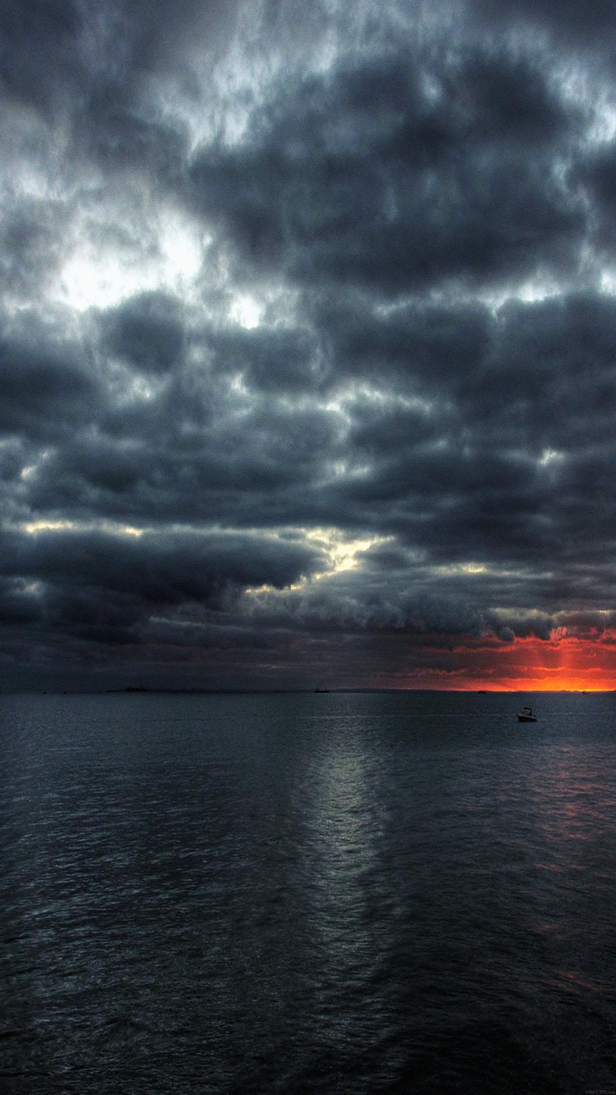 1242x2208 Wallpaper Dark Sea Storm Night Ocean