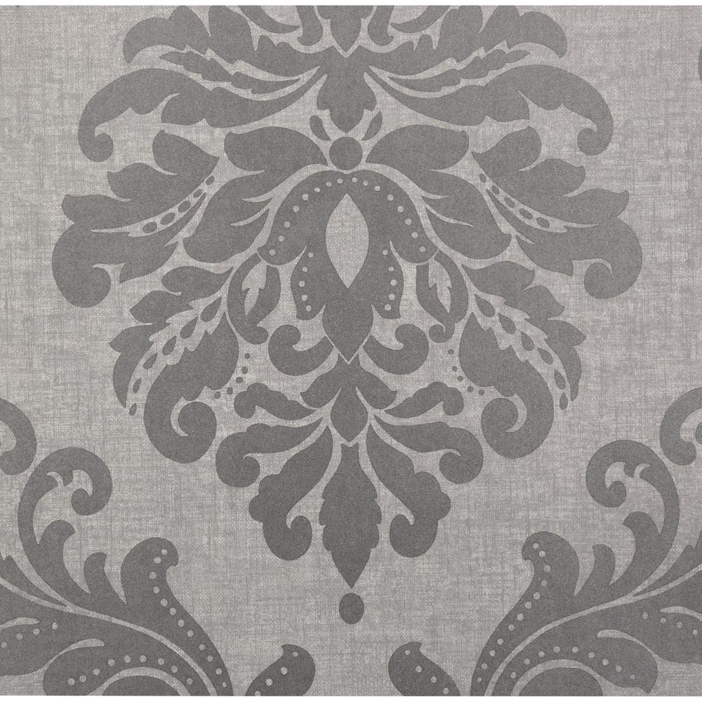 1000x1000 Beacon House Sebastion Grey Damask Paper Strippable Roll Wallpaper (Covers 56 Sq. Ft.) 450 67362 Home Depot