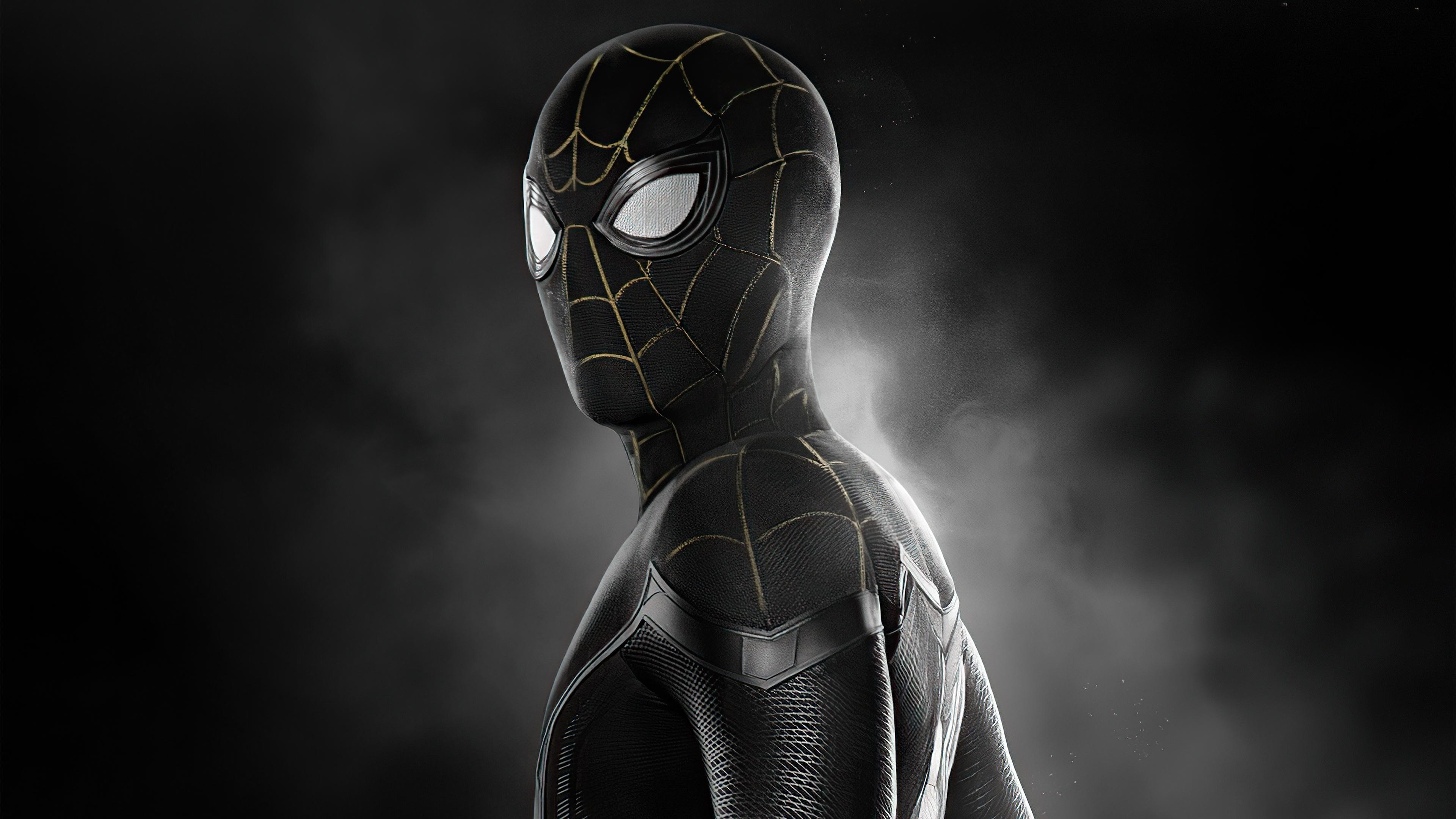 3840x2160 Spider Man black suit No way Home Wallpaper 4K for Desktop