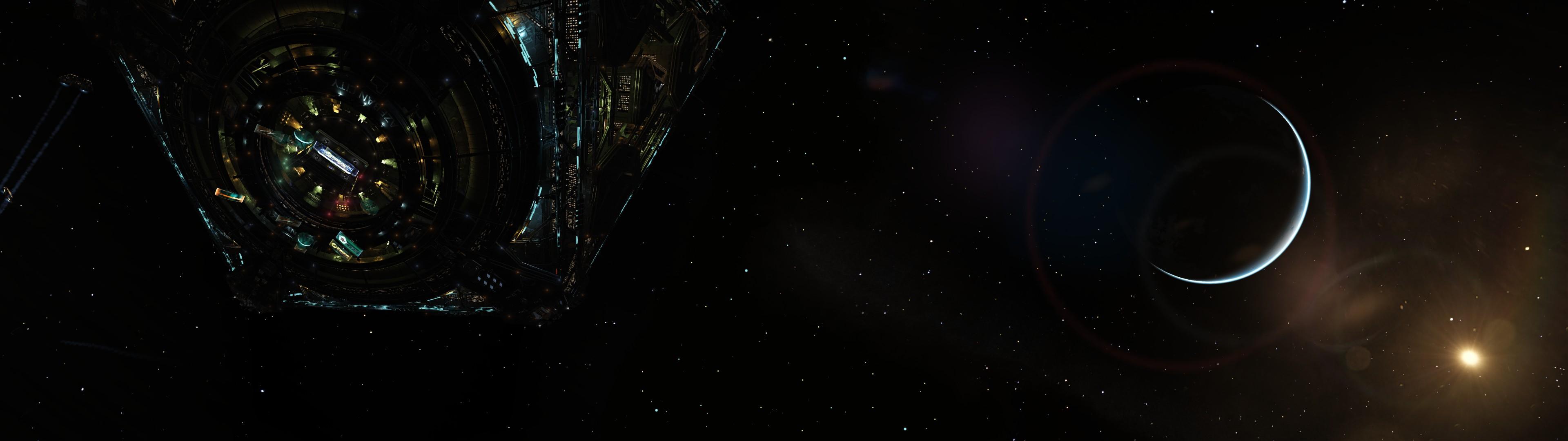 3840x1080 Galaxy Dual Monitor Wallpaper