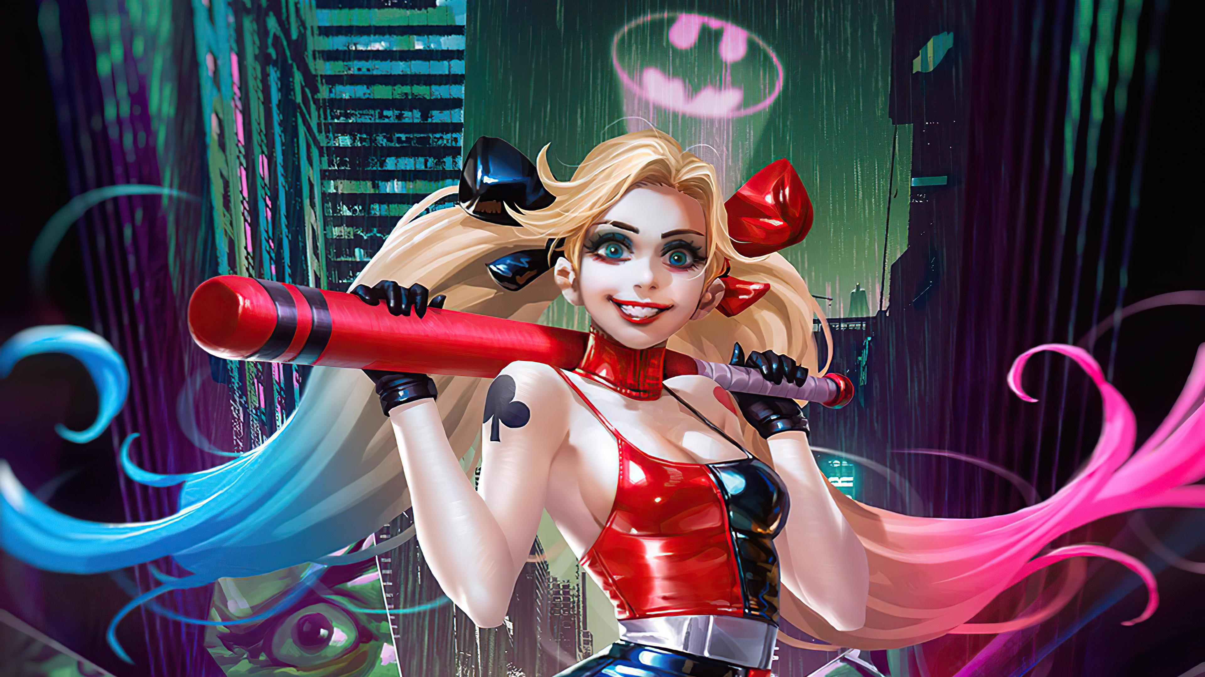 3840x2160 Harley Quinn With Baseball Comic Art 4k, HD Superheroes, 4k Wallpaper, Image, Background, Photo and Picture