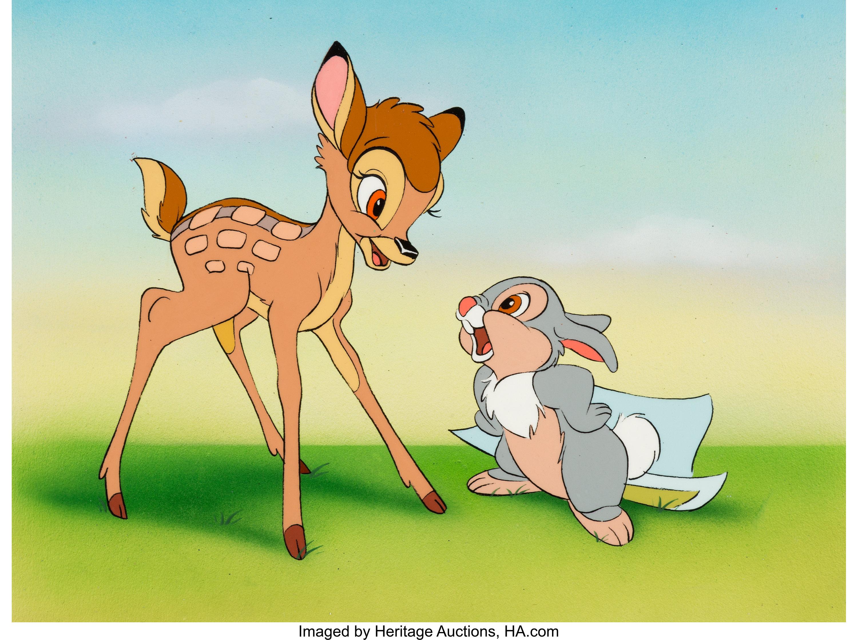 3000x2240 Bambi Educational Film Bambi and Thumper Production Cel and Master. Lot