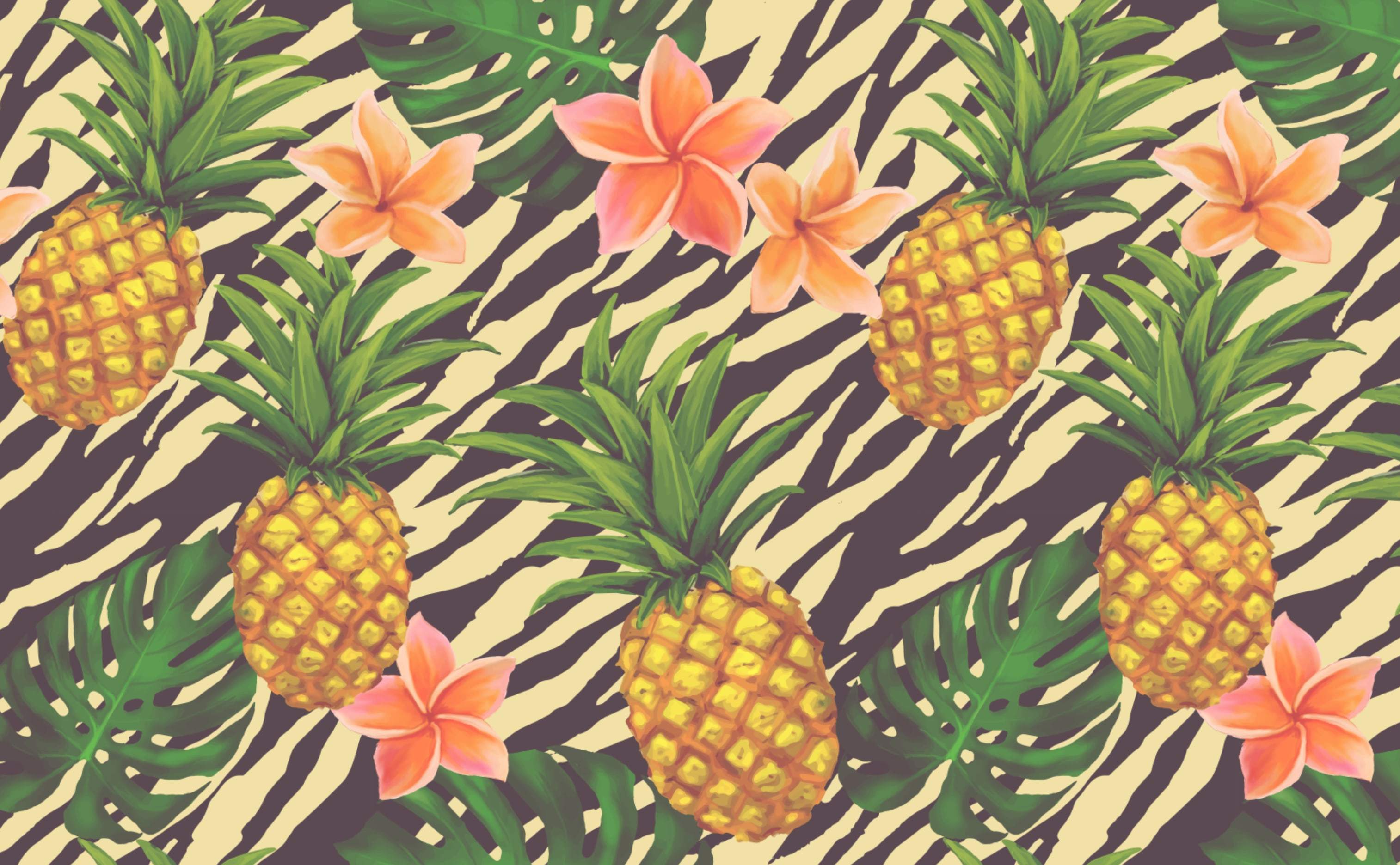 3028x1872 Tropical Splash Wallpaper for Walls. Pineapple on Zebra