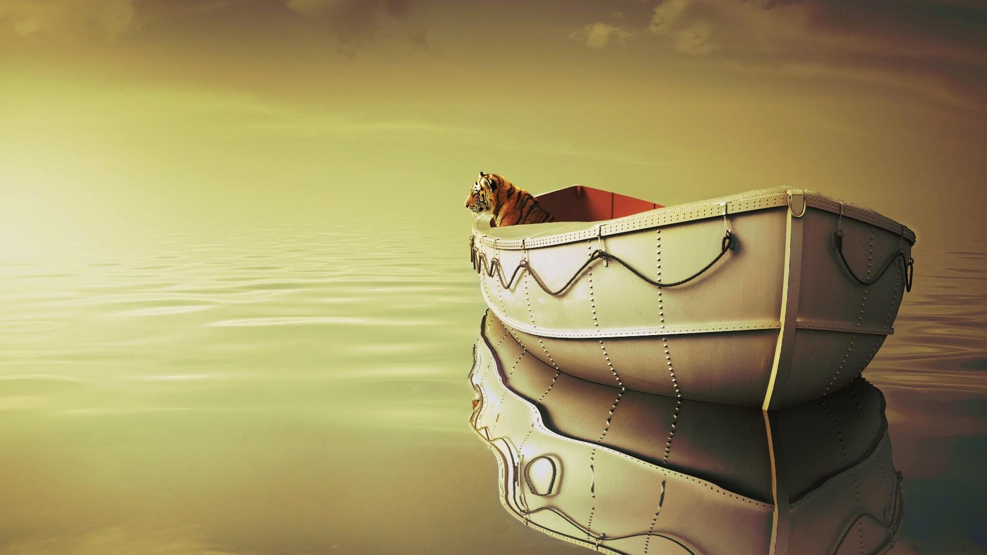 1920x1080 Full HD Wallpaper life of pi calm ocean boat, Desktop Background HD 1080p