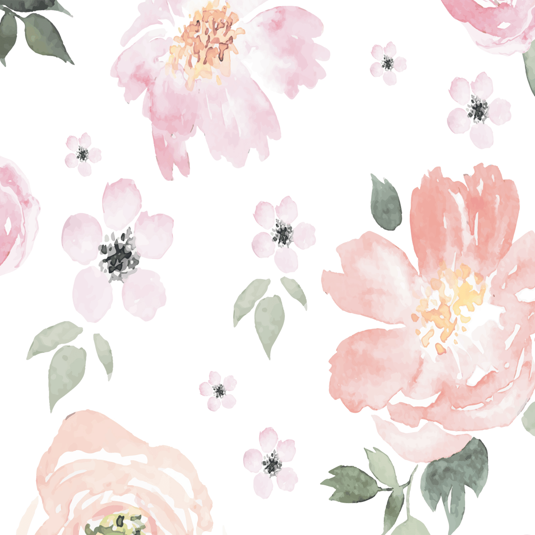 1080x1080 Jolie Wallpaper Mural. Floral Wallpaper for Nursery