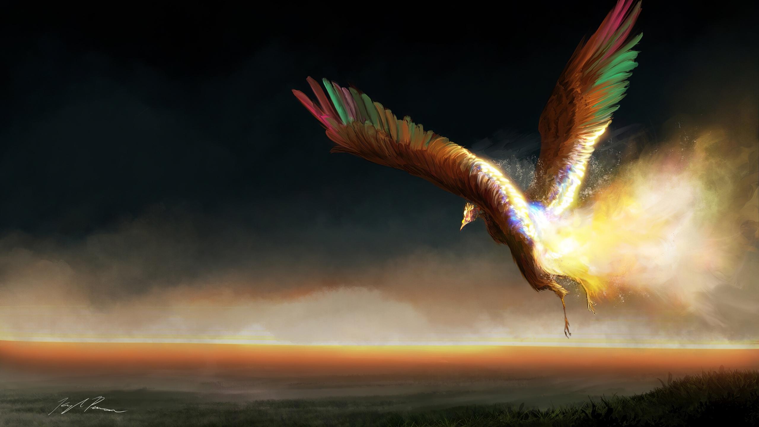 2560x1440 Wallpaper 4k Neon Phoenix Wallpaper