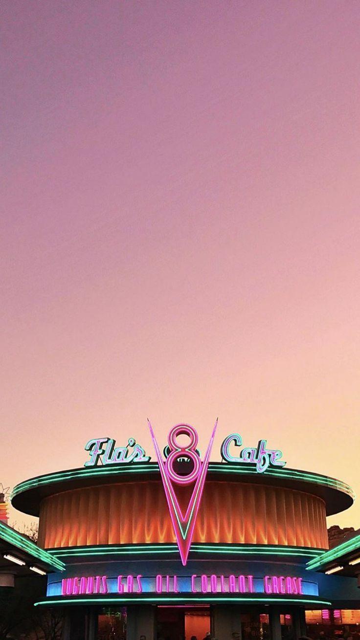 736x1309 Flo's V8 Cafe in Radiator Springs at Disneyland #disney #disneyparks #disneyworld #disneyland #di. Disney wallpaper, Wallpaper background, Disneyland photography