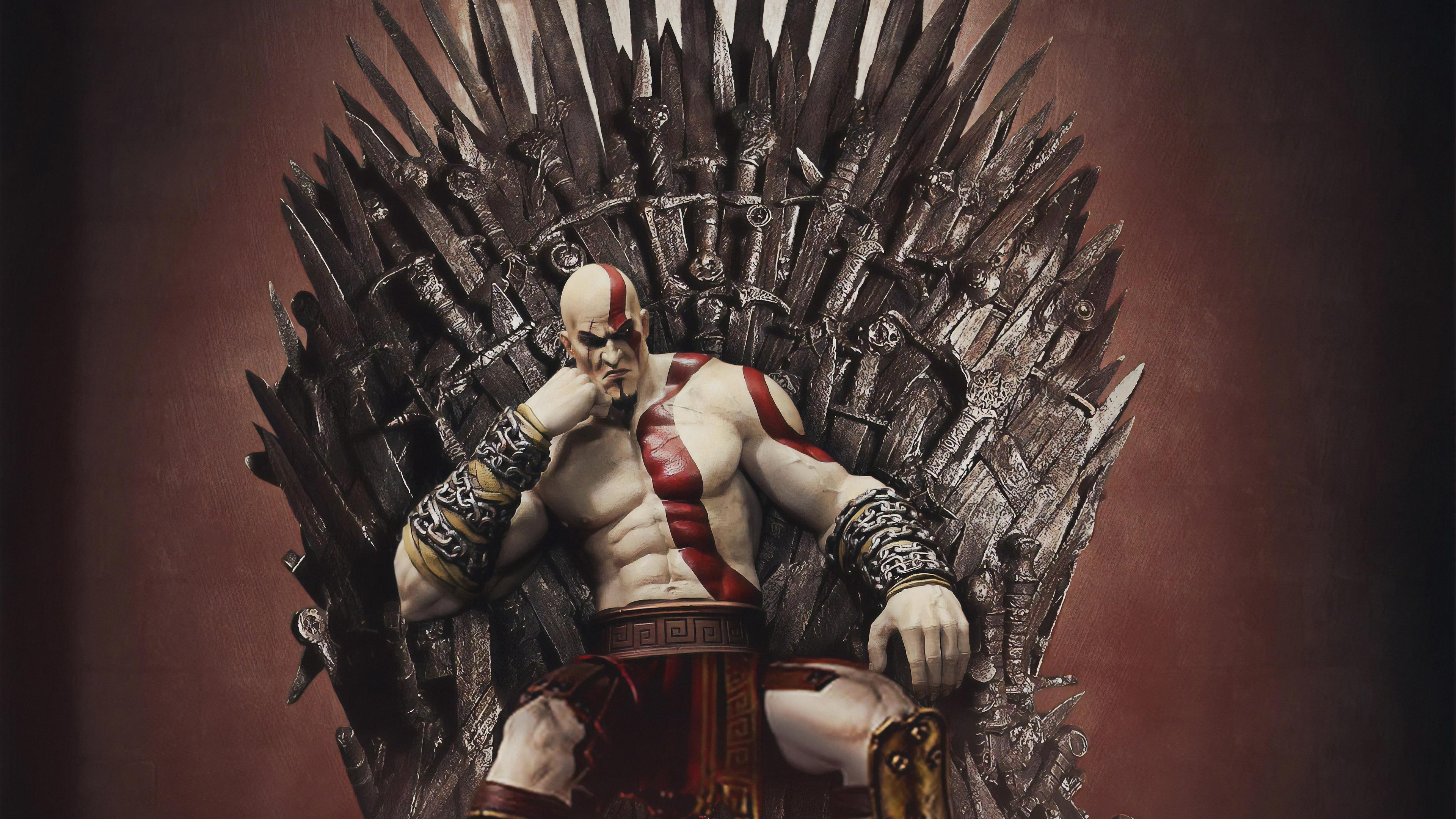 Ngồi trên ngai vàng, Kratos trông thật uy quyền và đầy vị thế. Hãy cùng chiêm ngưỡng hình ảnh đầy mê hoặc này để hiểu rõ hơn về sức mạnh và địa vị của nhân vật này.