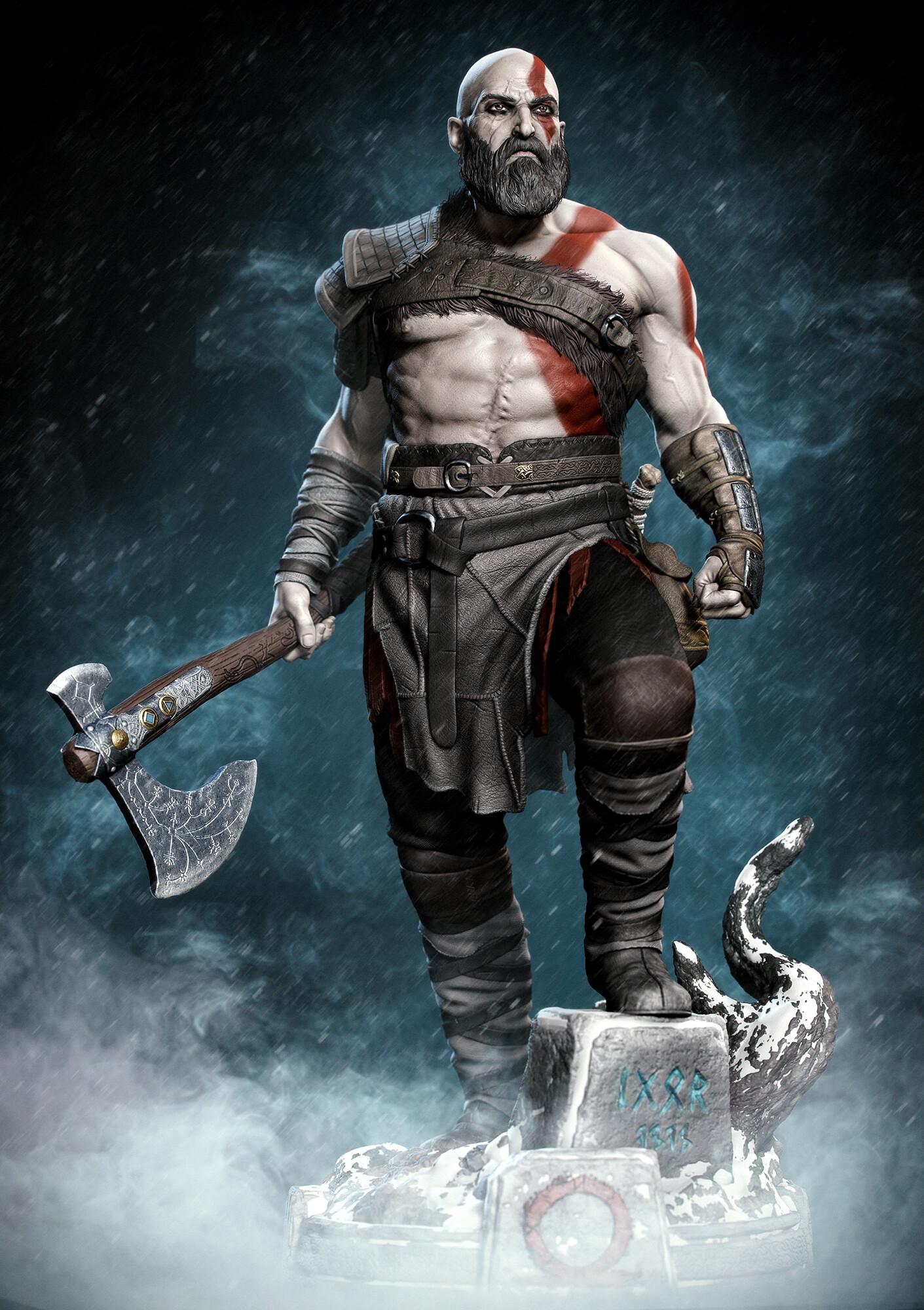 1411x2000 Kratos from God of War STL file from God of war Videogame