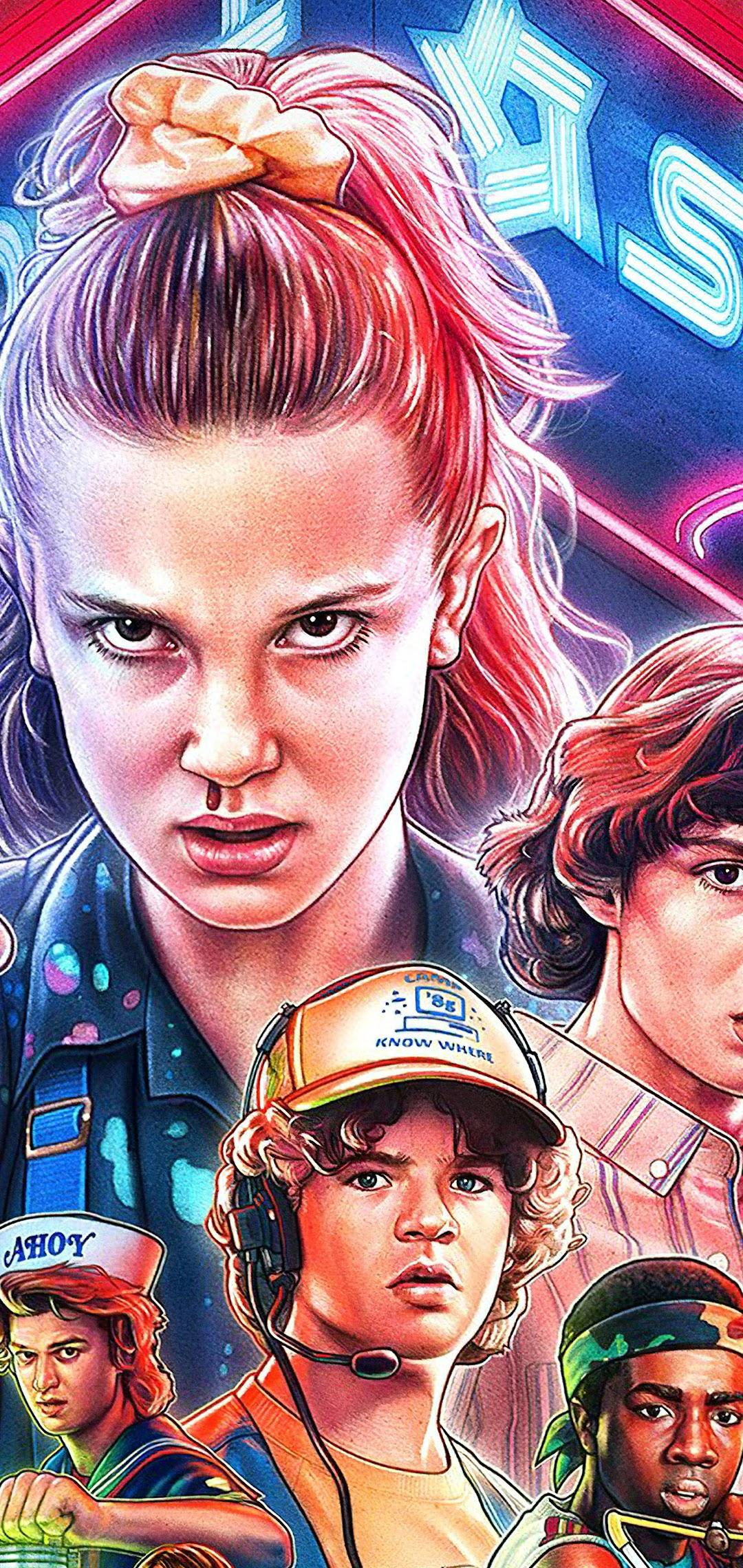 1080x2280 Stranger Things Season 3 Poster Characters 8K Wallpaper