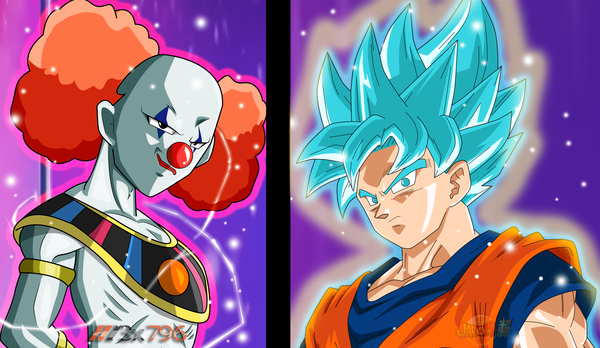 2000x1161 Clown God vs Goku Wallpaper HD fanmade