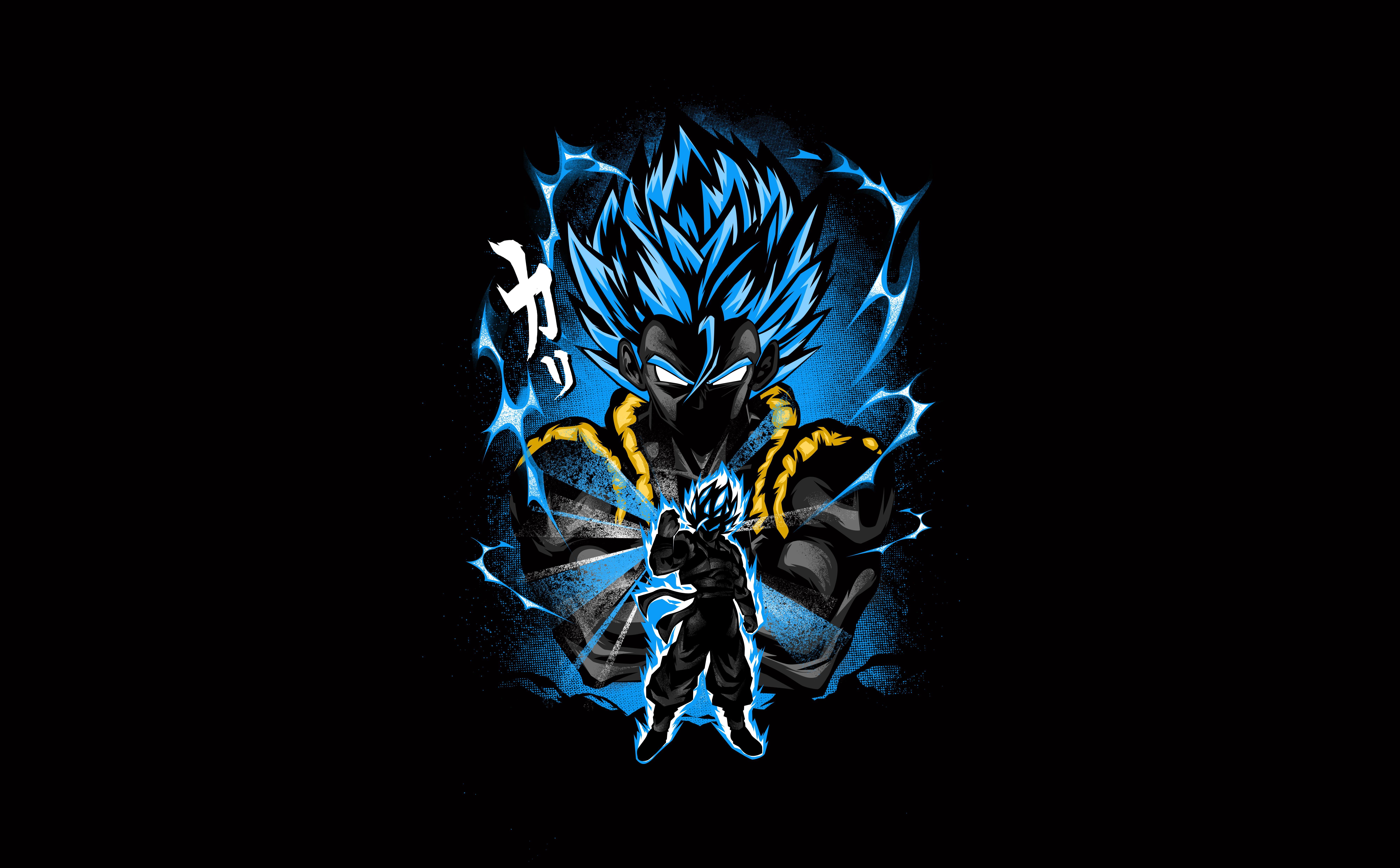 8000x4961 Goku Wallpaper 4K, Fusion Attack, Dragon Ball Z, Anime Series, Black Dark