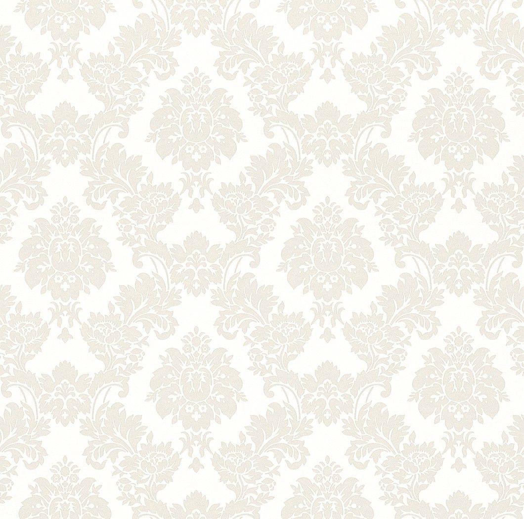 1060x1050 Non Woven Wallpaper Baroque Cream White Wallpaper Rasch Sophie