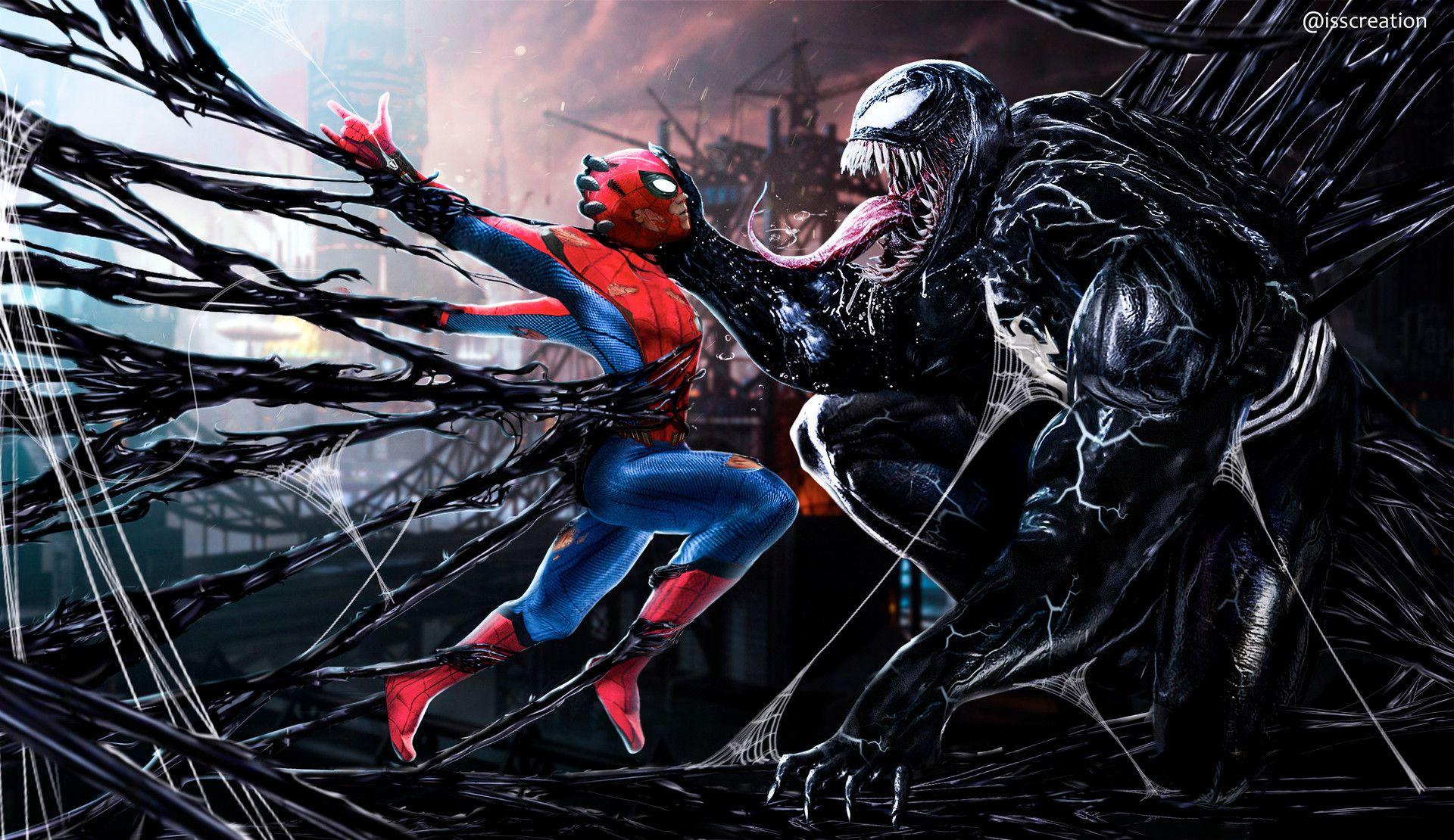 SpiderMan vs Venom 4K Wallpaper for iPhone
