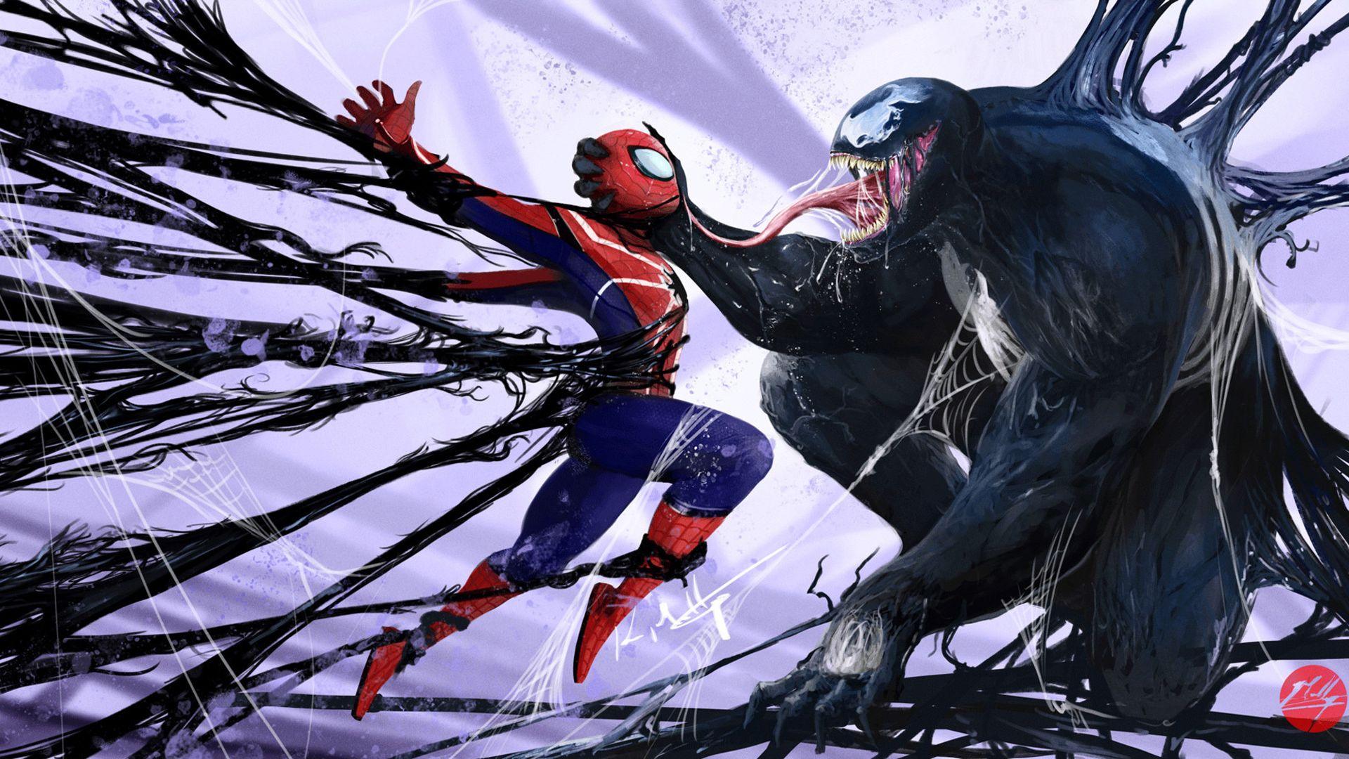 1920x1080 Desktop wallpaper spiderman vs venom, artwork, marvel, HD image, picture, background, 05ccba