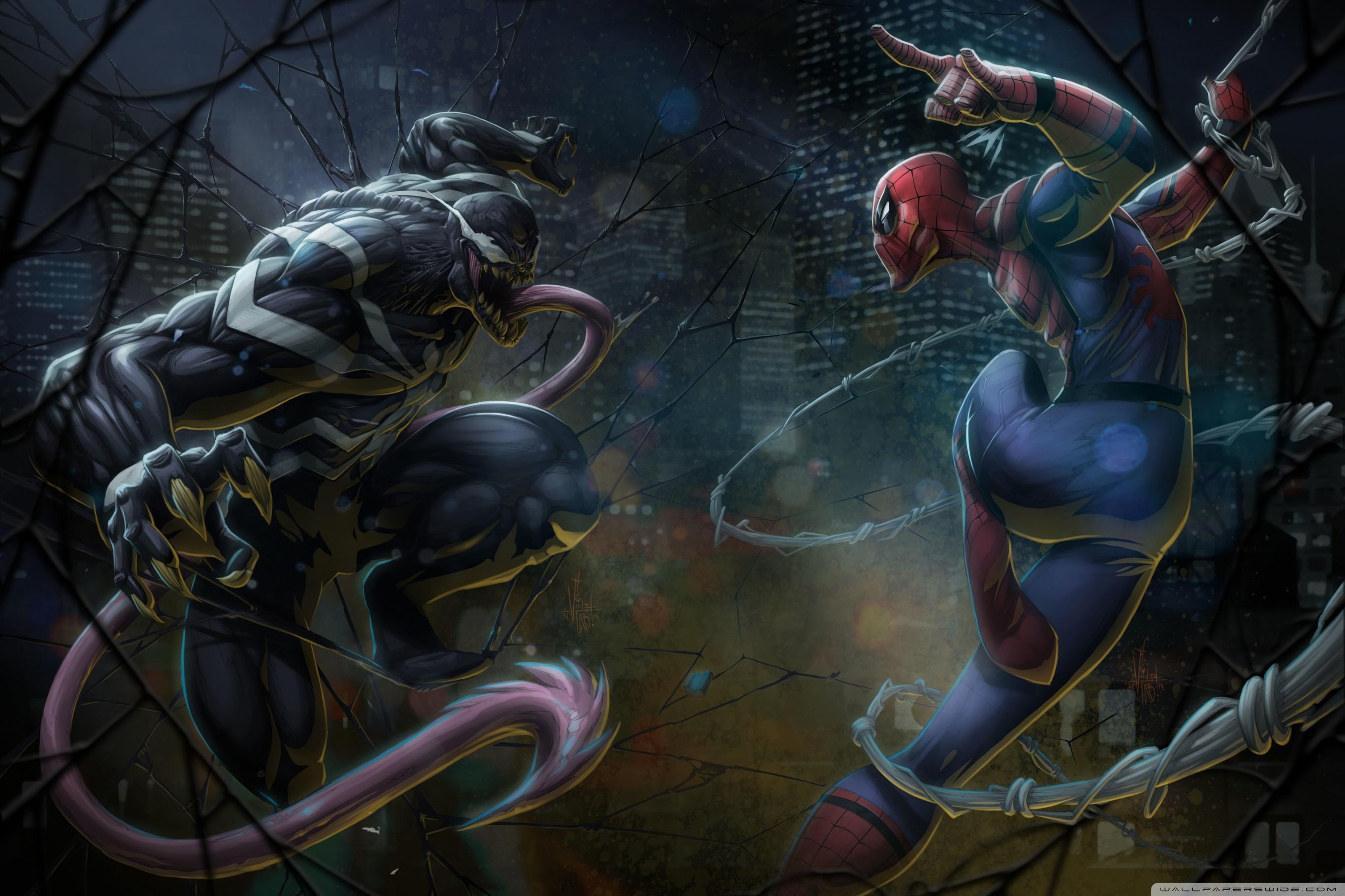 2736x1824 Marvel Comics Spider Man Vs Venom Artwork Ultra HD Desktop Background Wallpaper For 4K UHD TV : Widescreen & UltraWide Desktop & Laptop : Tablet