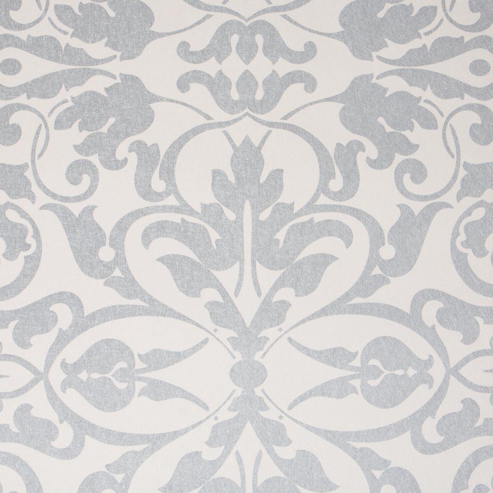 1000x1000 Swirls Wallpaper, White / Silver