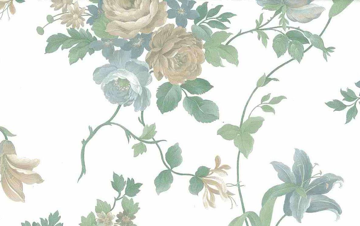1185x747 Waverly Pearlized Floral Vintage Wallpaper Beige Green 578002 D Rs