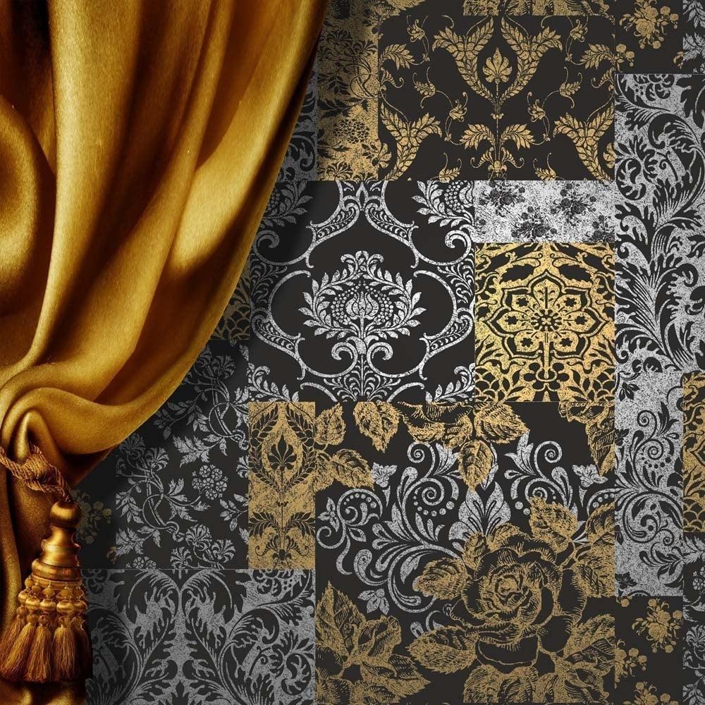 1000x1000 Brocade Patchwork Wallpaper Silver
